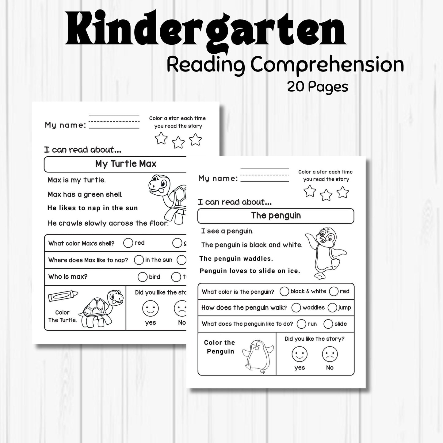 Reading Comprehension Pack for Beginner Readers 20 Worksheets Easy Text Multiple Choice Questions with Illustrations