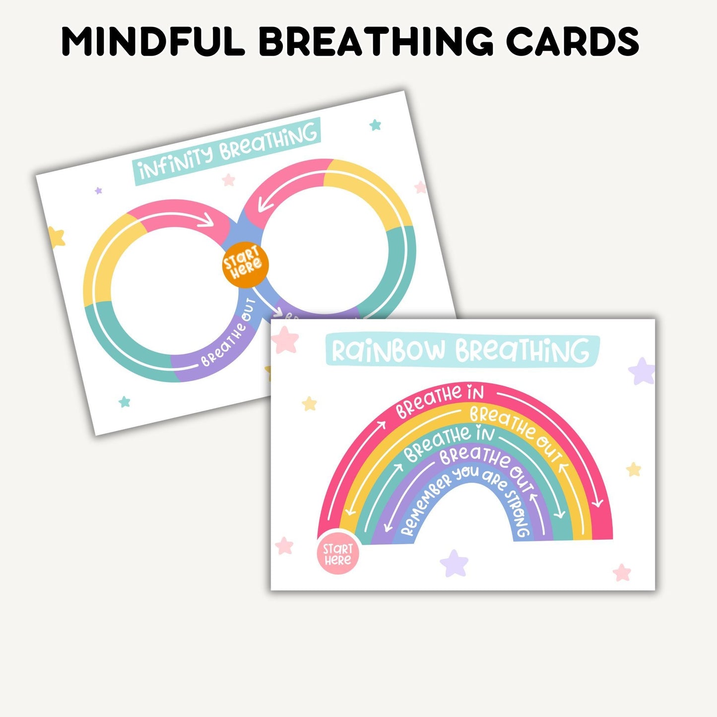 On-the-Go Breathing Cards for Kids | Mindfulness & Coping Skills | Anxiety Relief Techniques | Portable CBT Therapy | Digital Download