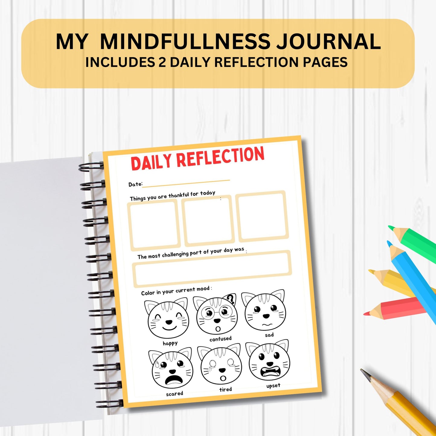 Kids Mindfulness Journal Pages Mental Health Mindfulness Workbook Self Esteem and Gratitude Positive Thinking Printable