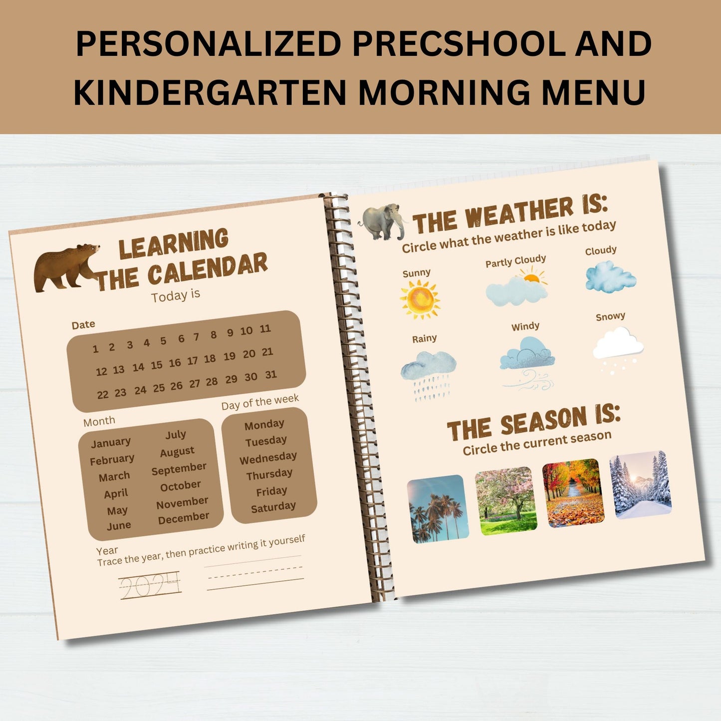 Personalized Preschool Morning Menu Printable Homeschool Preschool Worksheets Homeschool Menu Alphabet Numbers Colors Mindfulness