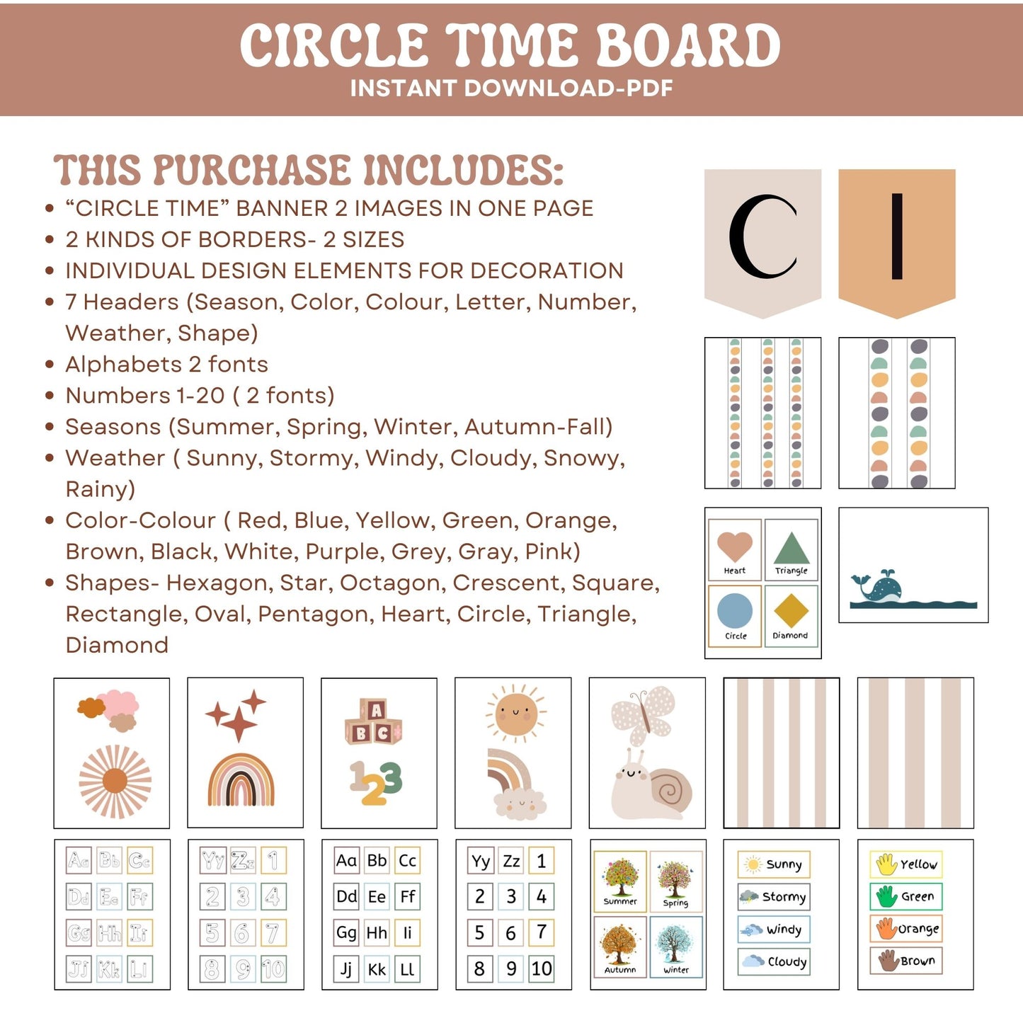 Circle Time Board Daycare Learning Preschool Homeschool Focus Board Circle Time Activities Early Learning | ABC's 123's Shapes