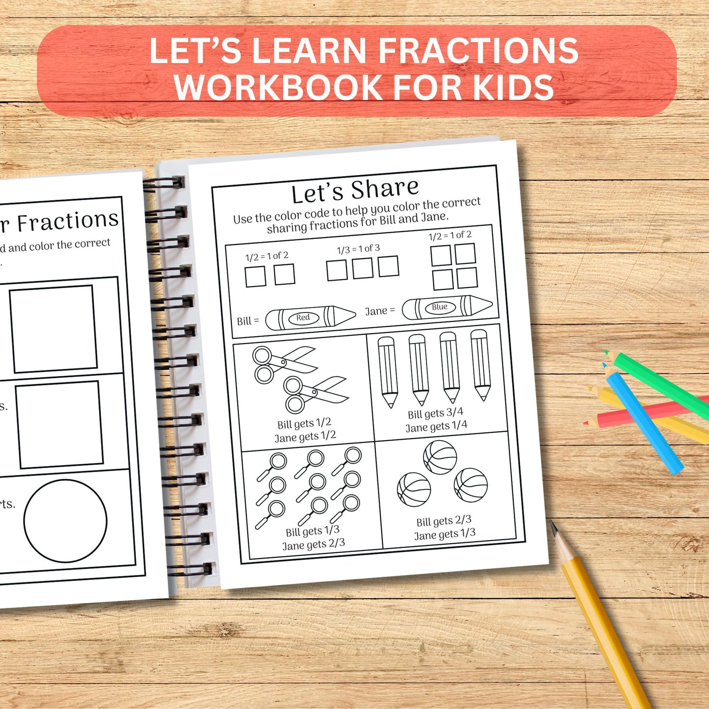 Fractions Worksheets for Beginners – 1st to 3rd Grade Math Activities – Printable PDF