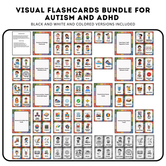 Autism & ADHD Visual Flashcards Bundle – Emotions, Routines and Communication (76 Cards)