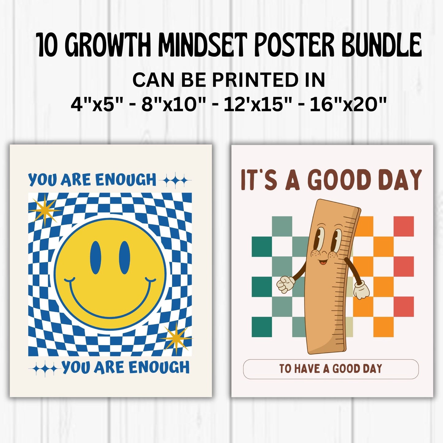 Retro Motivational Posters Groovy Classroom Decor Growth Mindset Motivational Posters Inspirational Posters Retro Affirmation Wall Art