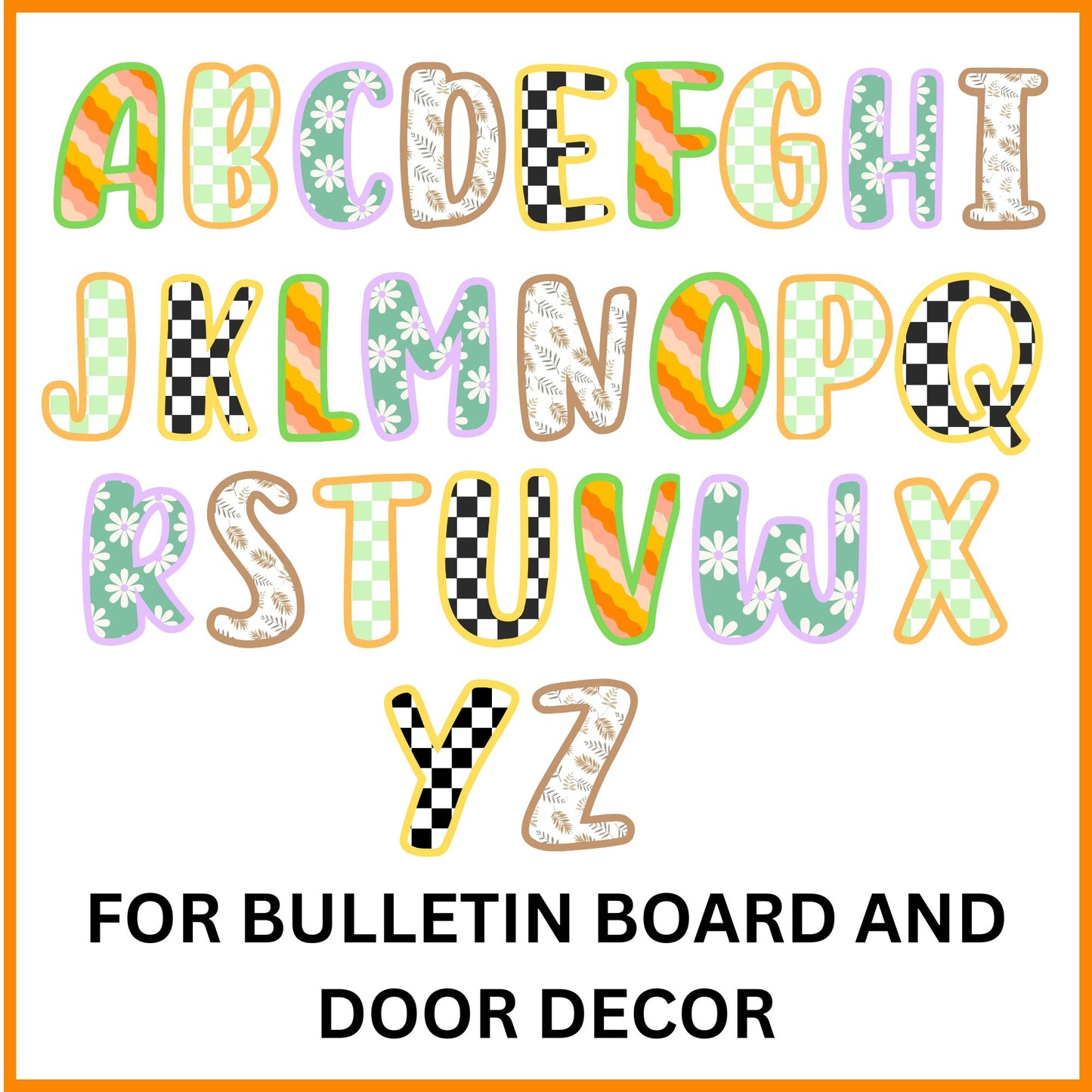 Retro and Boho Bulletin Board Letters & Numbers – Classroom & Back-to-School Decor