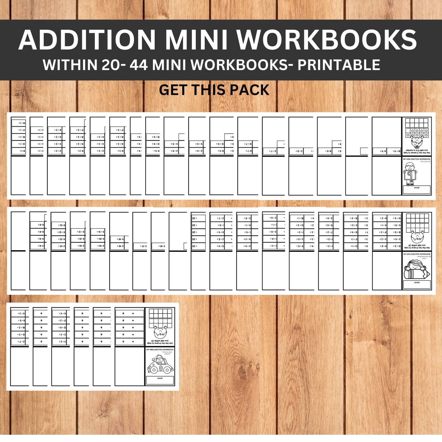 44 Printable Addition Mini Workbooks (1-20) for Kindergarten-2nd Grade | Fun Math Worksheets for Addition Practice