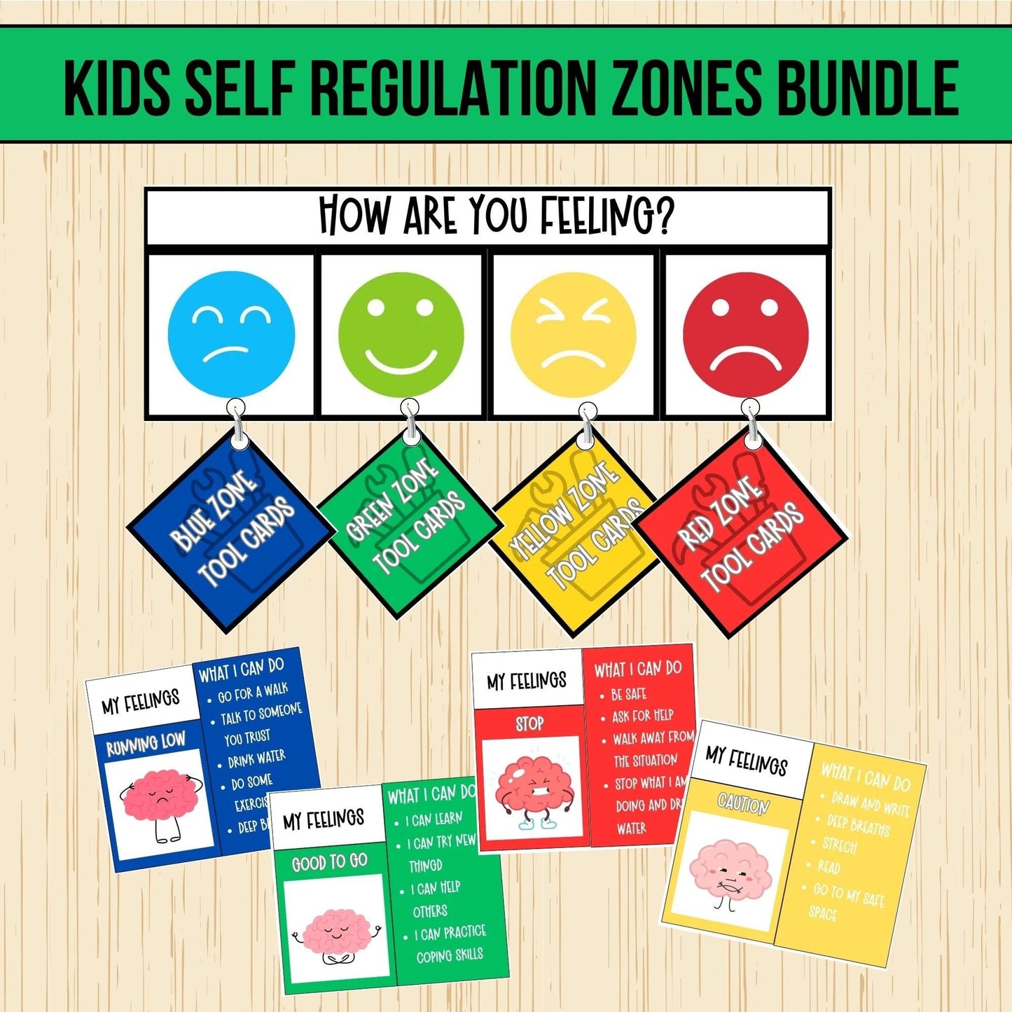 Self-Regulation Zones BUNDLE Calming Corner Tools Emotional Regulation Flashcards Autism Support ASD Tools ADHD School Counselor Therapist