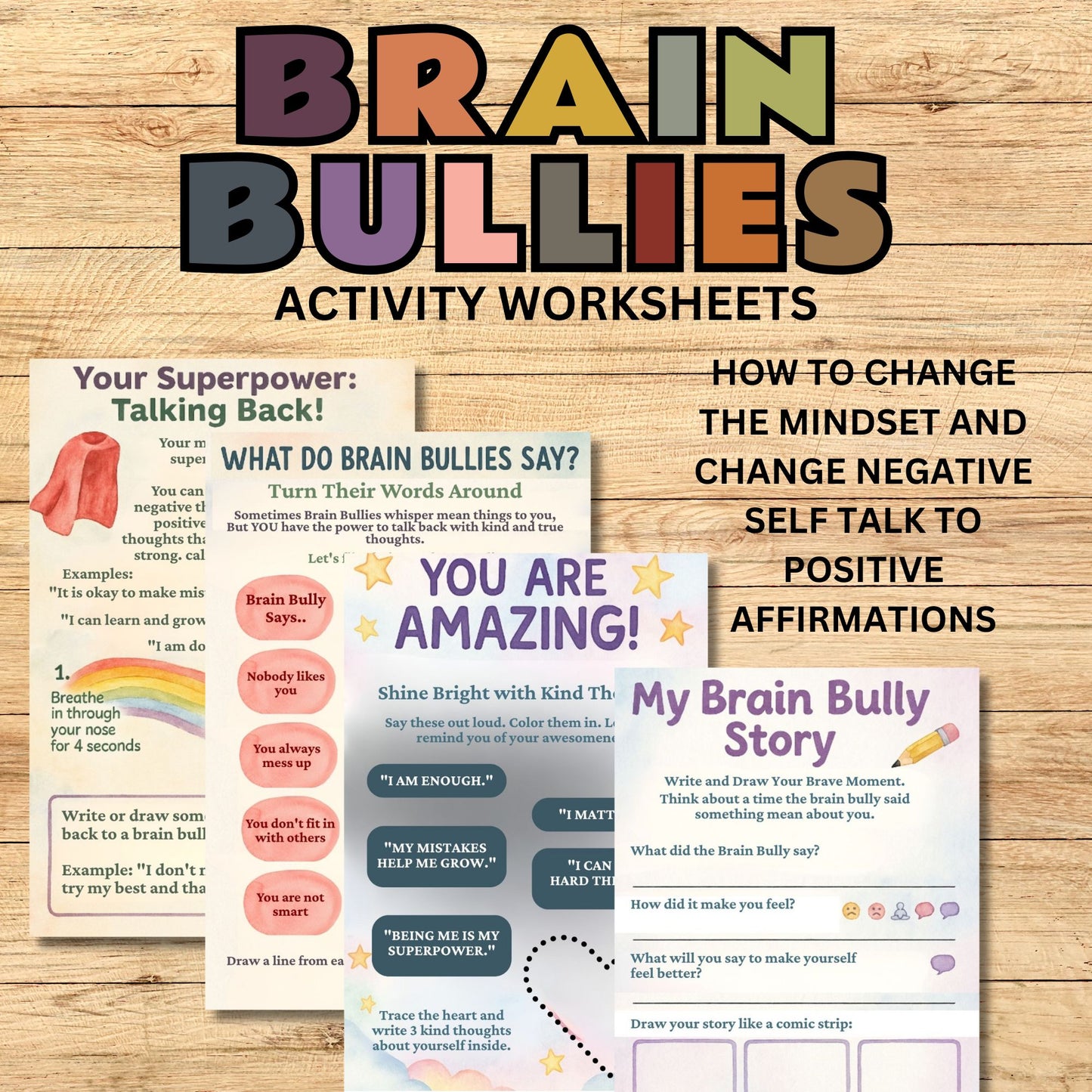 CBT Workbook for Kids | Challenge Negative Thoughts, Brain Bullies & ANTs | SEL & Emotional Regulation Activities