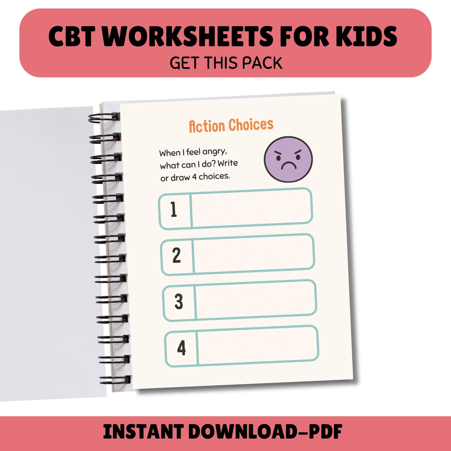 CBT Worksheets for Kids | Feelings, Thoughts & Emotions SEL Activities PDF