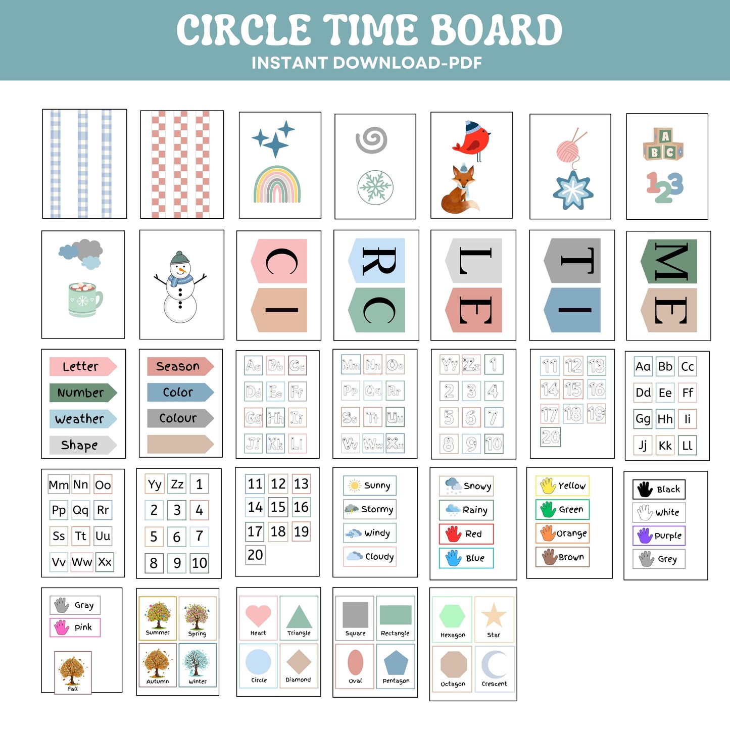 Circle Time Board Daycare Learning Preschool Homeschool Focus Board Circle Time Activities Early Learning | ABC's 123's Shapes