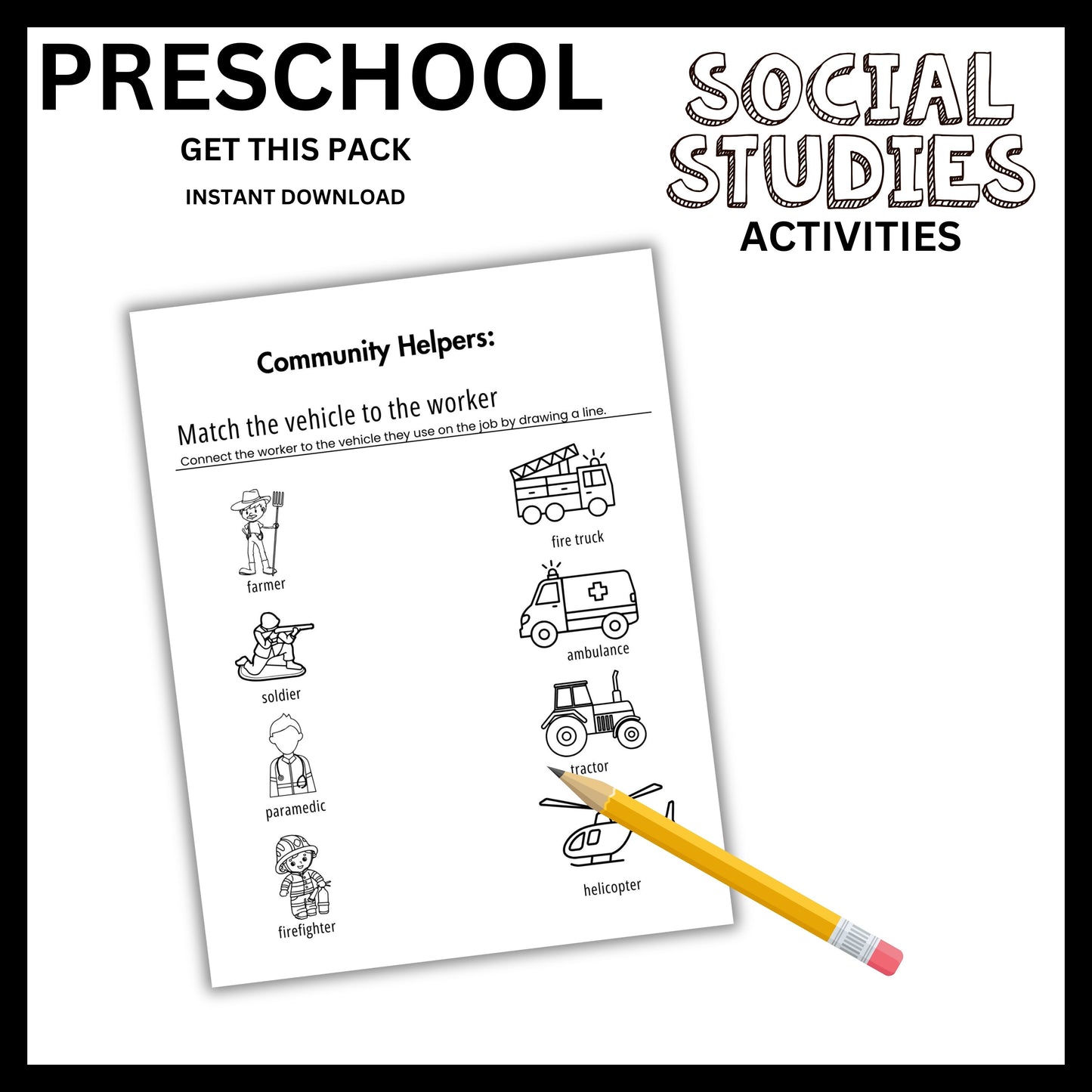 Preschool Social Studies Busy Book Printable Interactive Learning Binder for Homeschool Kids Map Skills and Social Studies Unit