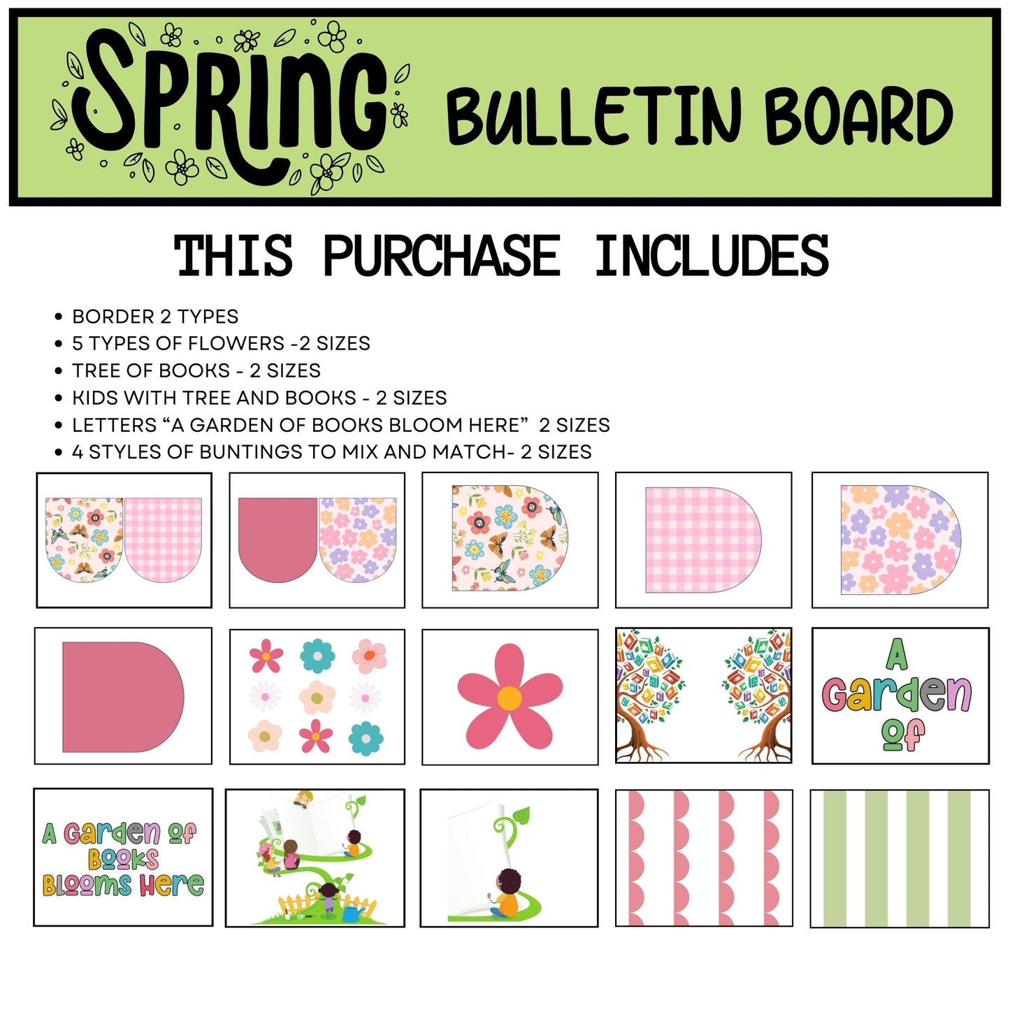 Spring Reading Bulletin Board | Books-Themed Classroom Decor | Spring Door Display & School Library Decor