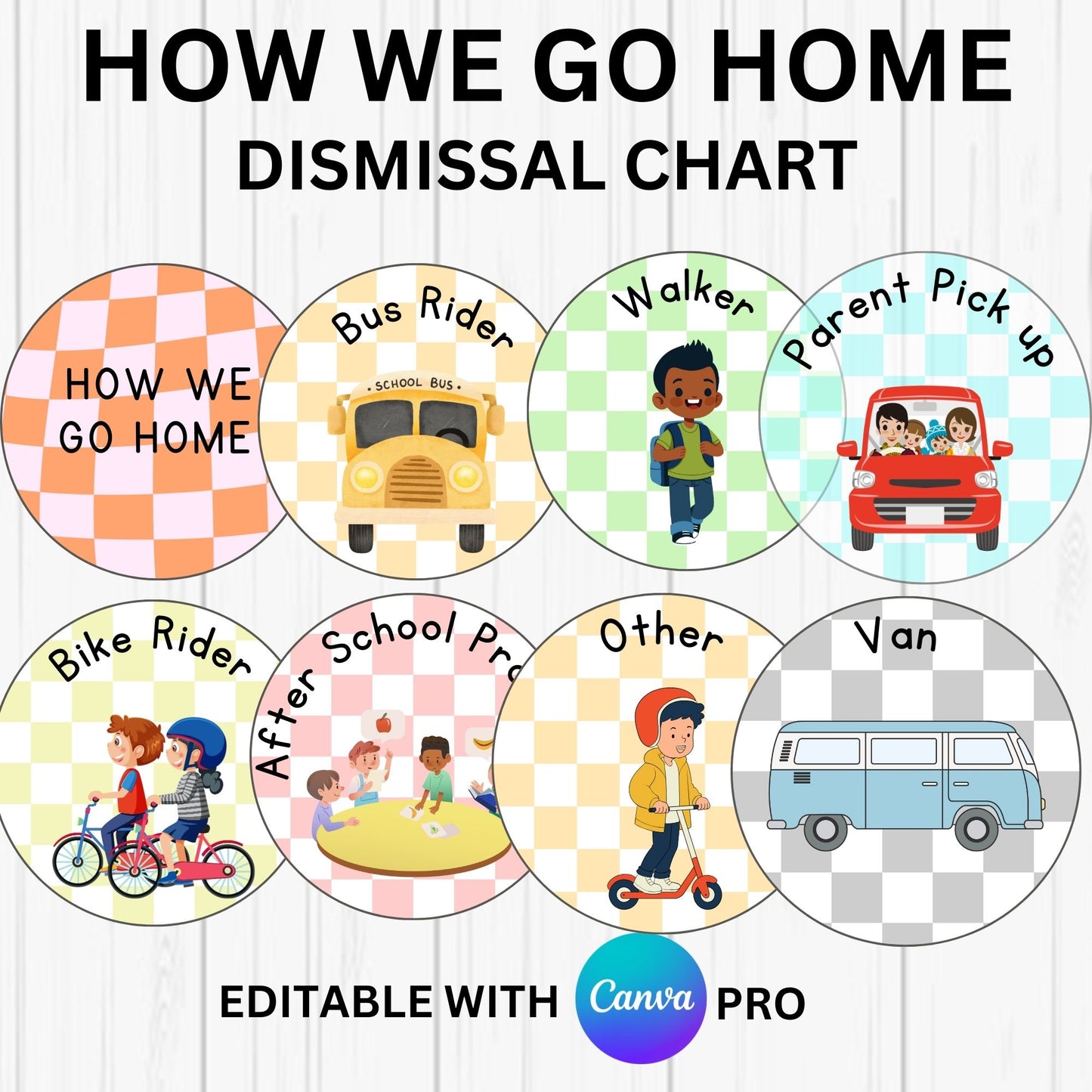 How We Go Home Chart for Kindergarten & Elementary | Editable Dismissal Chart | Retro Pastel Classroom Decor