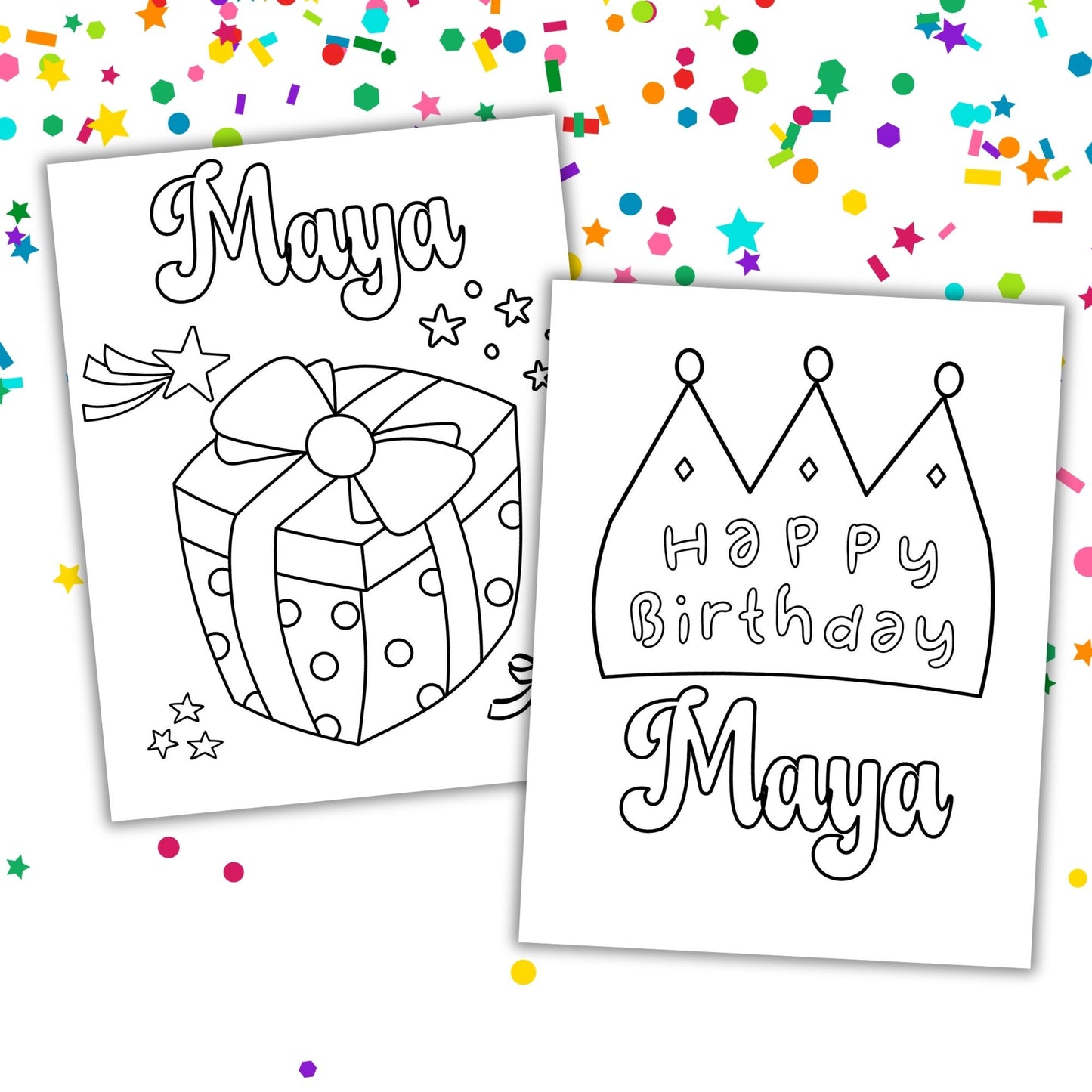Customizable Birthday Coloring Pages for Kids | Personalized Party Activity Set of 9 | Cute Birthday Coloring Sheets for Kids' Parties