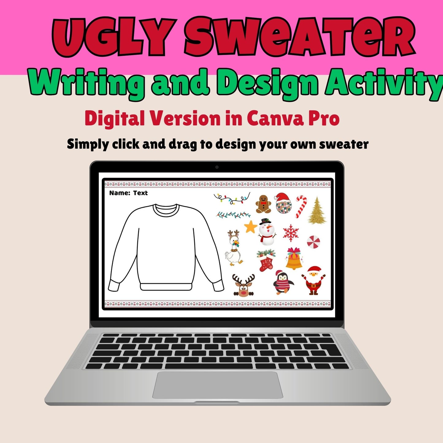 Ugly Christmas Sweater Writing & Design Activity | Digital & Printable Holiday Literacy Project