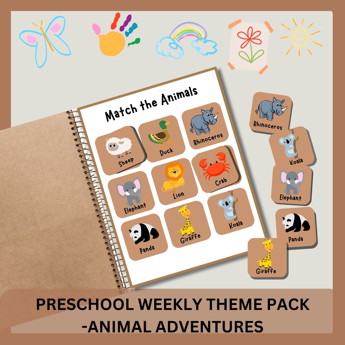 Animal Adventures Theme Preschool Curriculum | Weekly Lesson Plan for Early Learning | Daycare Learning | Homeschool Preschool Worksheets