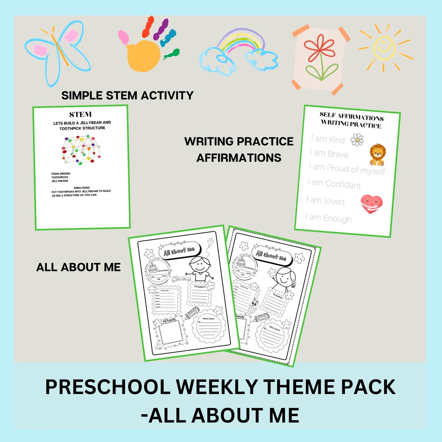 All About Me Preschool Curriculum | Weekly Lesson Plan for Early Learning | Daycare Learning | Homeschool Preschool Worksheets