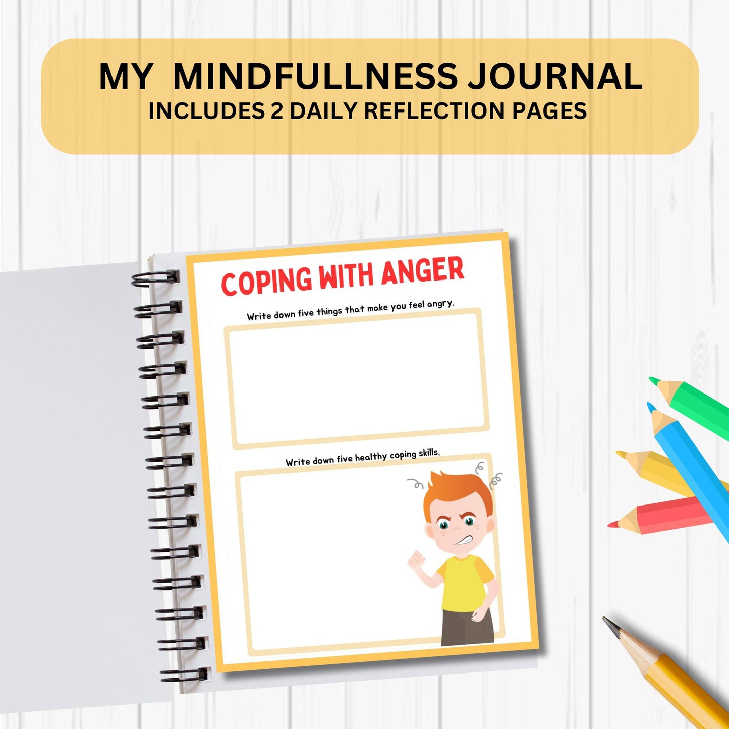 Kids Mindfulness Journal Pages Mental Health Mindfulness Workbook Self Esteem and Gratitude Positive Thinking Printable