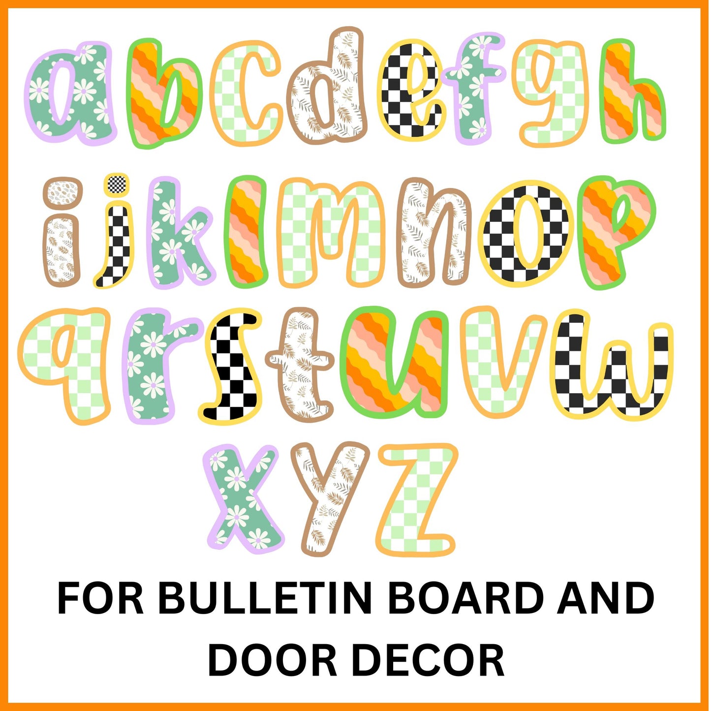 Retro and Boho Bulletin Board Letters & Numbers – Classroom & Back-to-School Decor