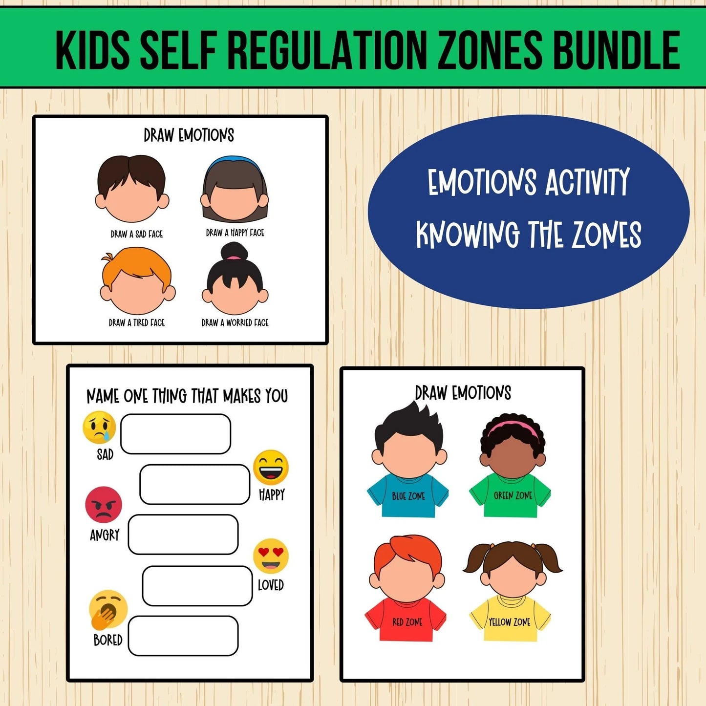 Self-Regulation Zones BUNDLE Calming Corner Tools Emotional Regulation Flashcards Autism Support ASD Tools ADHD School Counselor Therapist