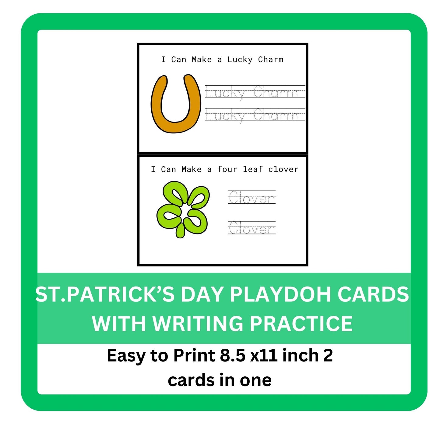 St. Patrick's Day Playdough Mats – Printable Preschool Activities for Kids, Montessori Toddler Learning, Fine Motor Skills Development