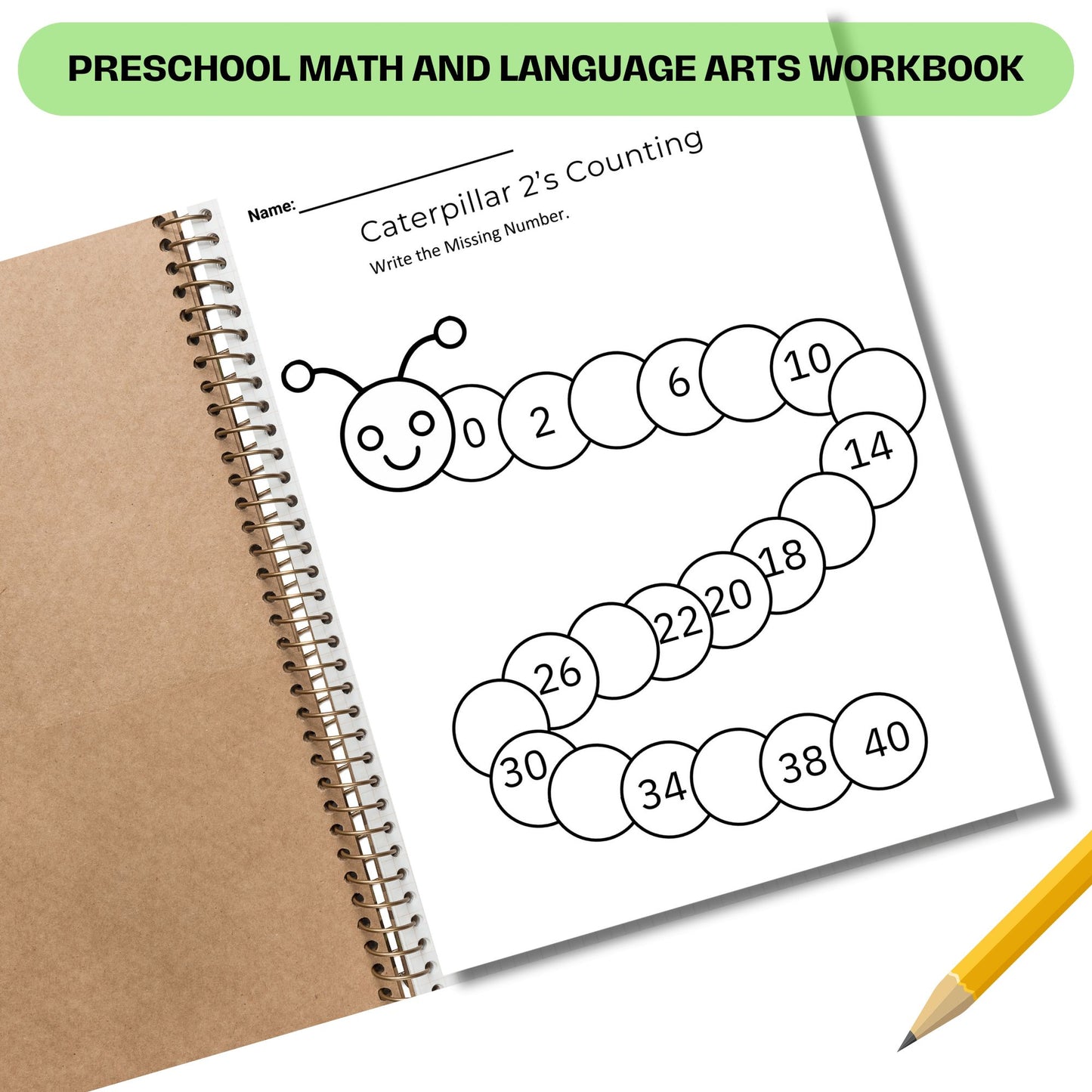 Printable Preschool Workbook | Insect Theme Toddler Activities | Homeschool Worksheets for Math and English