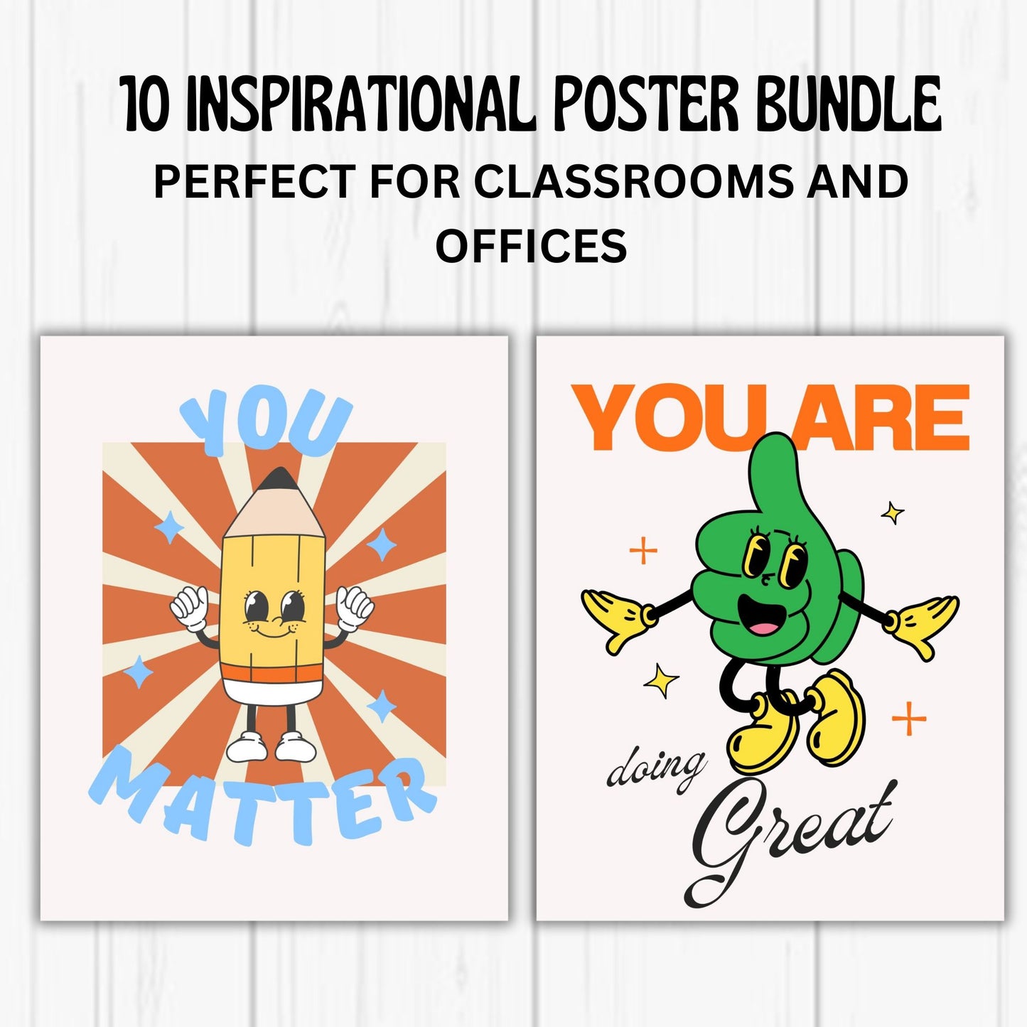 Retro Motivational Posters Groovy Classroom Decor Growth Mindset Motivational Posters Inspirational Posters Retro Affirmation Wall Art