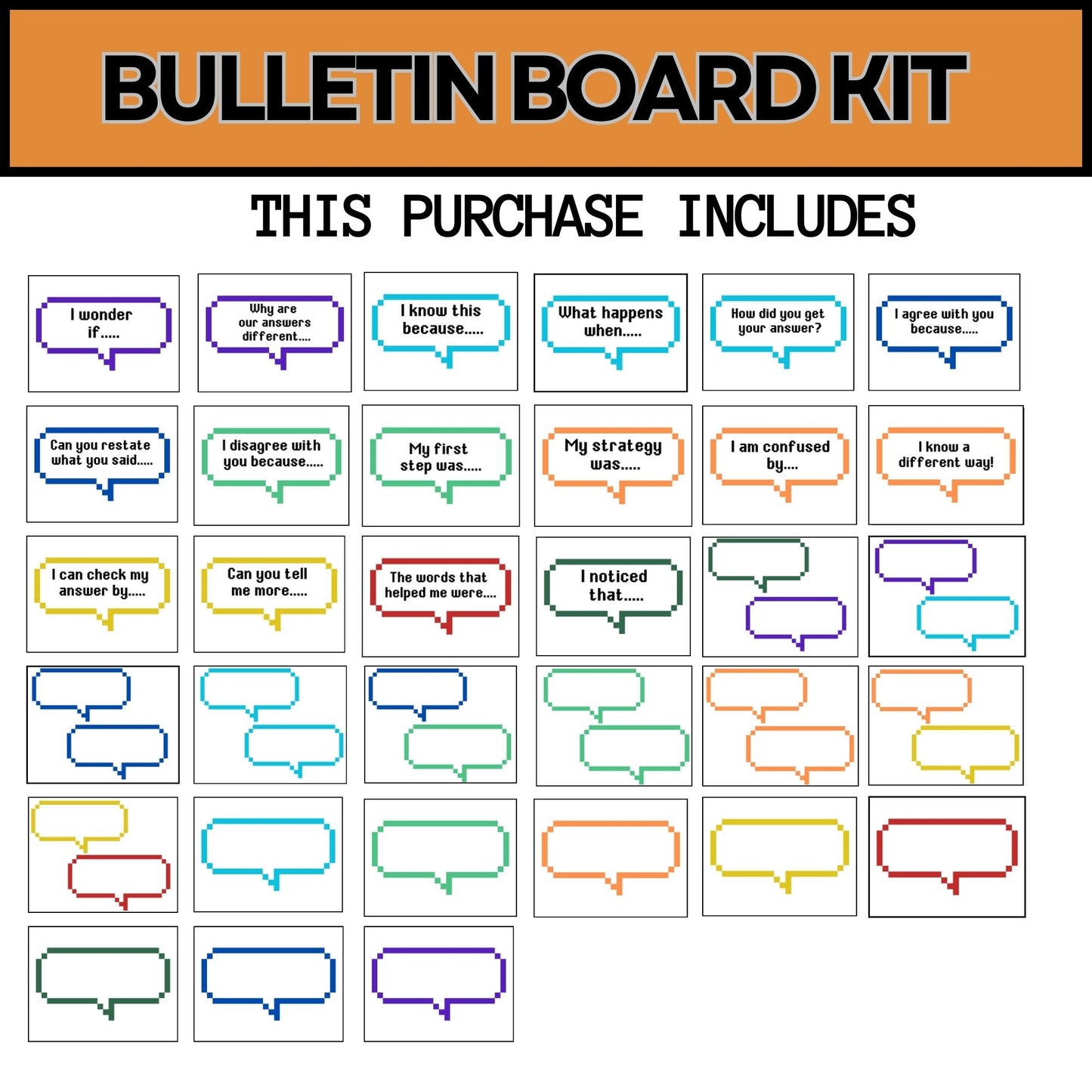 Groovy Pixel Classroom Decor Math Talk Bulletin Board Math Talk Posters Sentence Stems Number Talks Teacher Template Math Classroom Decor