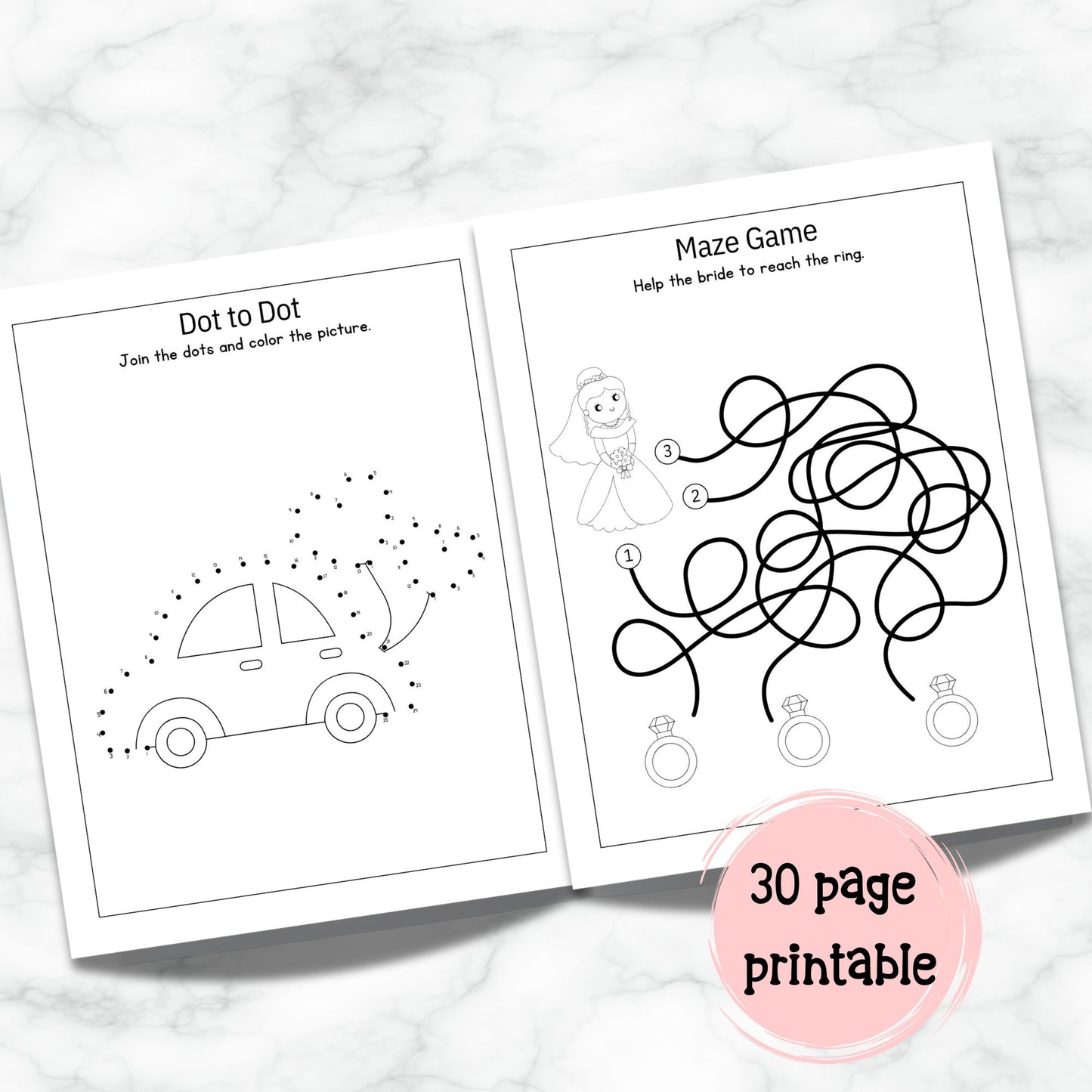 Kids Wedding Activity Pack Wedding Activity Book Coloring Book for Kids Reception Table Activities Booklet Marriage Games printable Digital Download