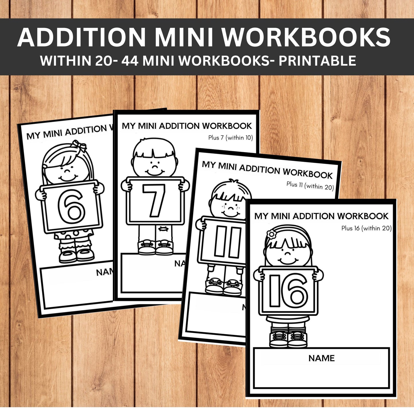 44 Printable Addition Mini Workbooks (1-20) for Kindergarten-2nd Grade | Fun Math Worksheets for Addition Practice