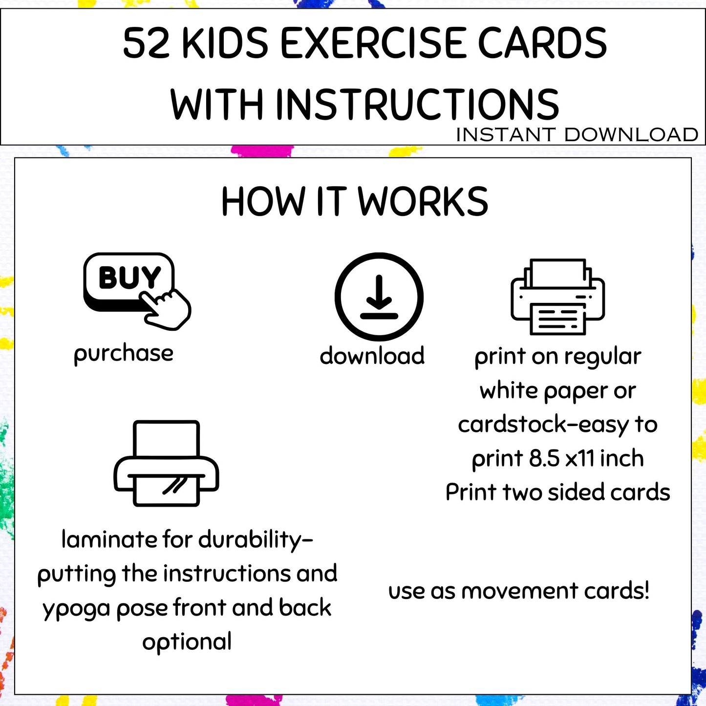 Exercise Cards for Kids | 52 Movement & Fitness Activity Cards (Boys)