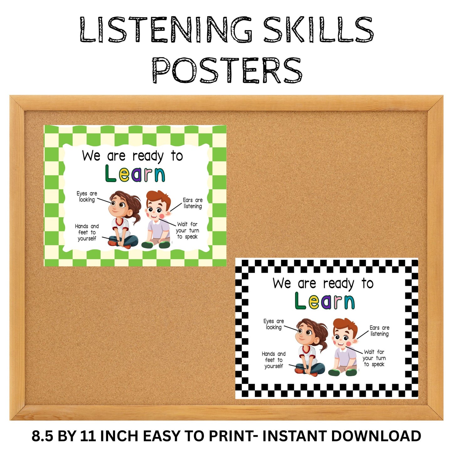 Classroom Listening Posters – Behavior Expectations and Visual Cues (Digital Download)