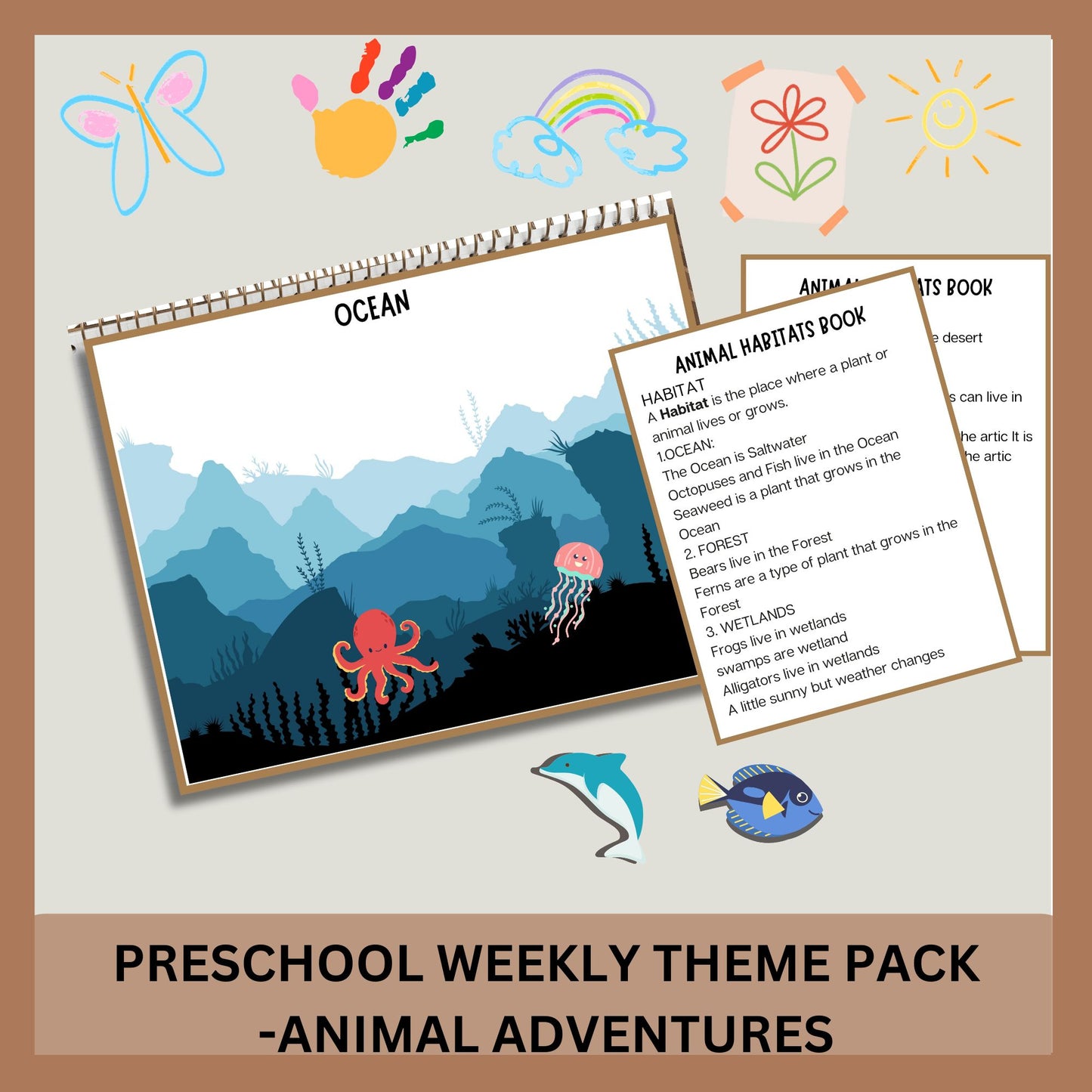 Animal Adventures Theme Preschool Curriculum | Weekly Lesson Plan for Early Learning | Daycare Learning | Homeschool Preschool Worksheets