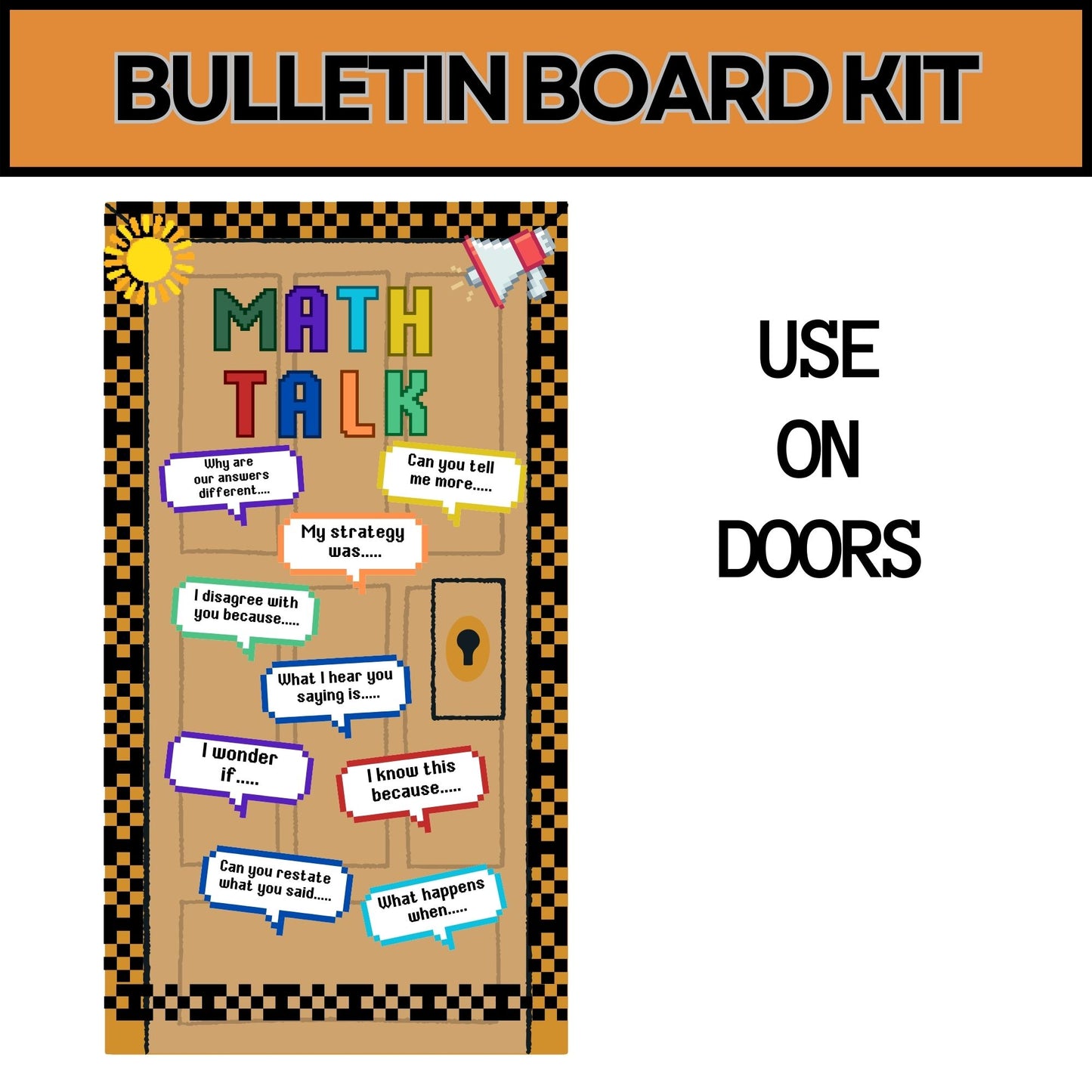 Groovy Pixel Classroom Decor Math Talk Bulletin Board Math Talk Posters Sentence Stems Number Talks Teacher Template Math Classroom Decor