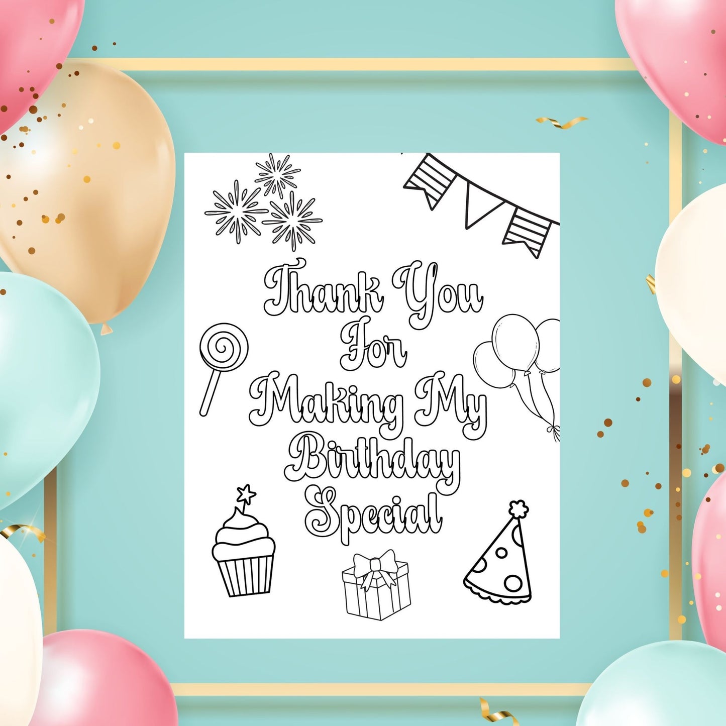 Customizable Birthday Coloring Pages for Kids | Personalized Party Activity Set of 9 | Cute Birthday Coloring Sheets for Kids' Parties