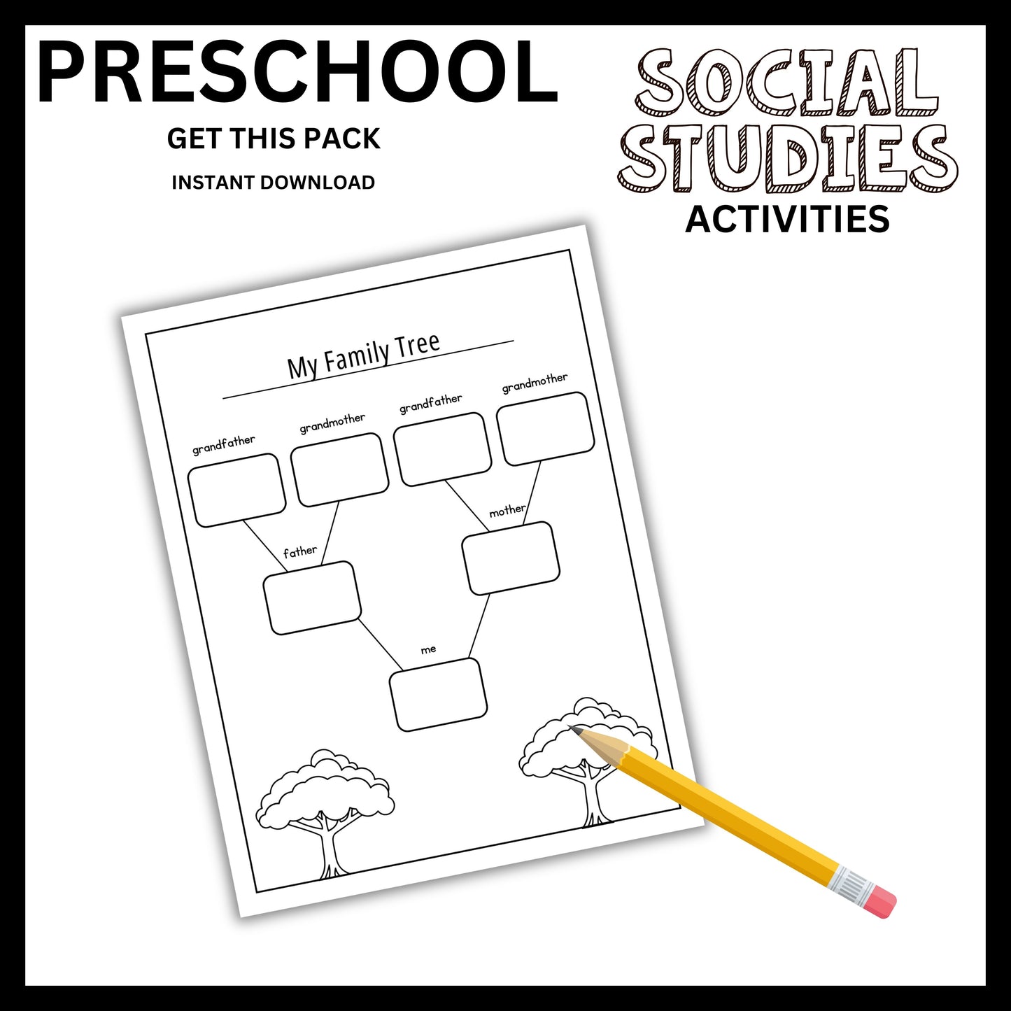 Preschool Social Studies Busy Book Printable Interactive Learning Binder for Homeschool Kids Map Skills and Social Studies Unit