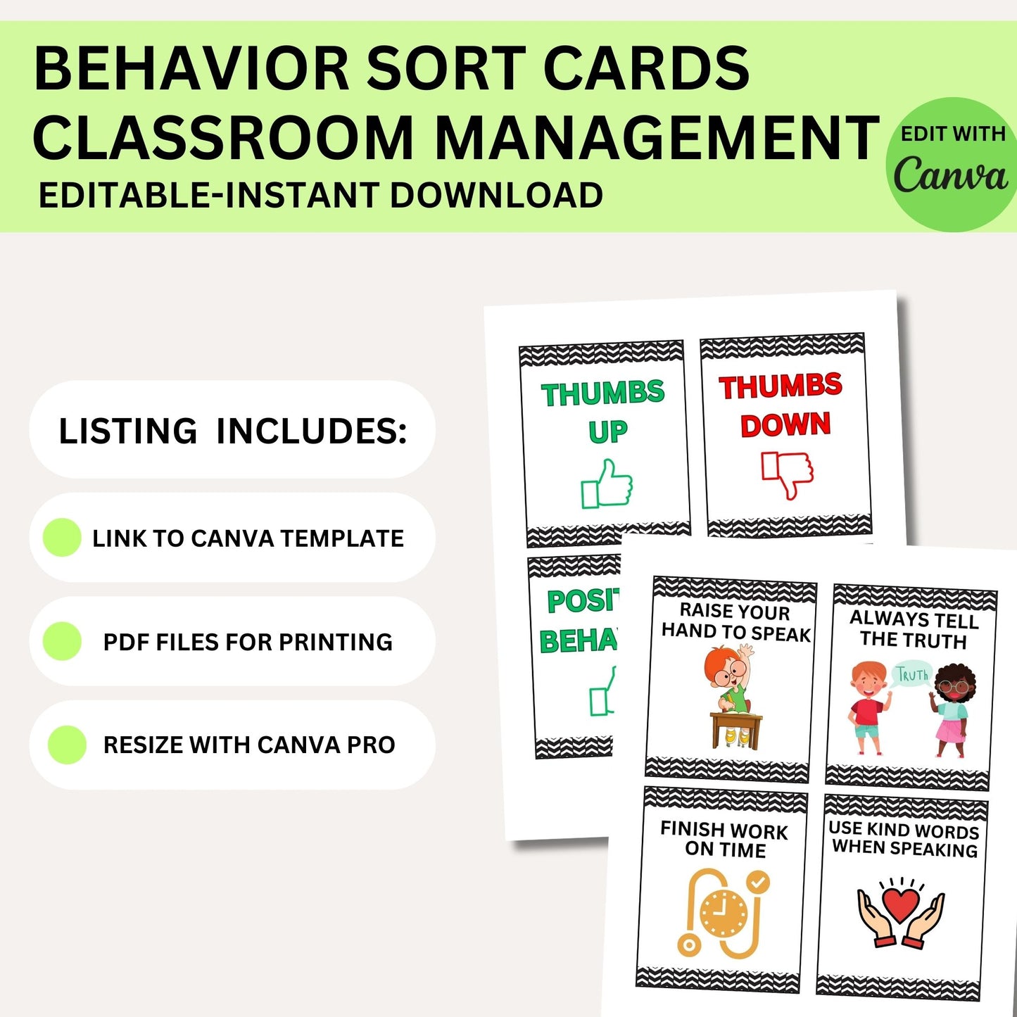 Behavior Sort Good and Bad Choices Positive and Negative Behavior Preschool PreK Kindergarten Printables Classroom Rules Classroom Management