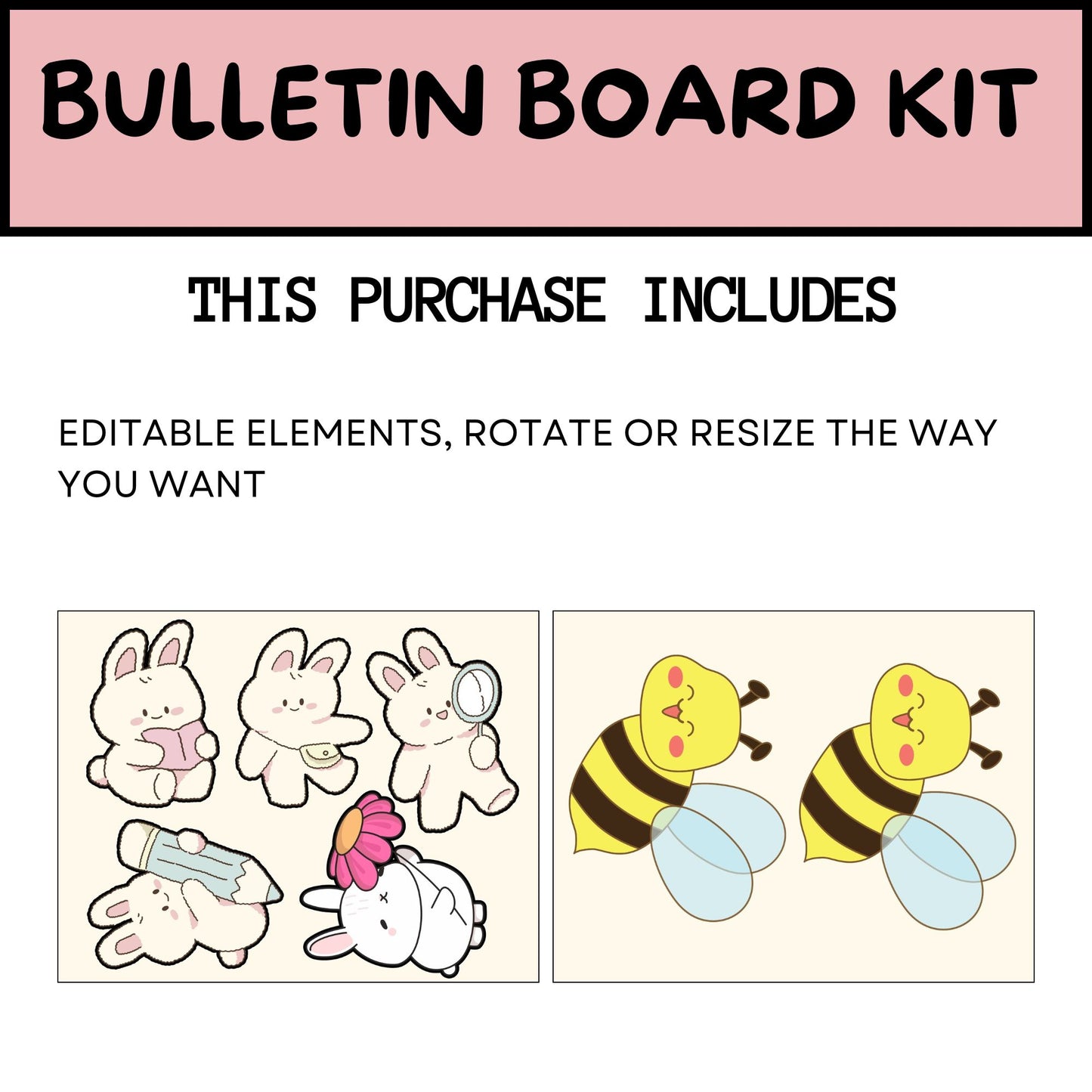 We’re Blooming Into Spring Bulletin Board Kit | Bunny & Bee Classroom Decor | Editable Canva Spring Bulletin Board for Teachers