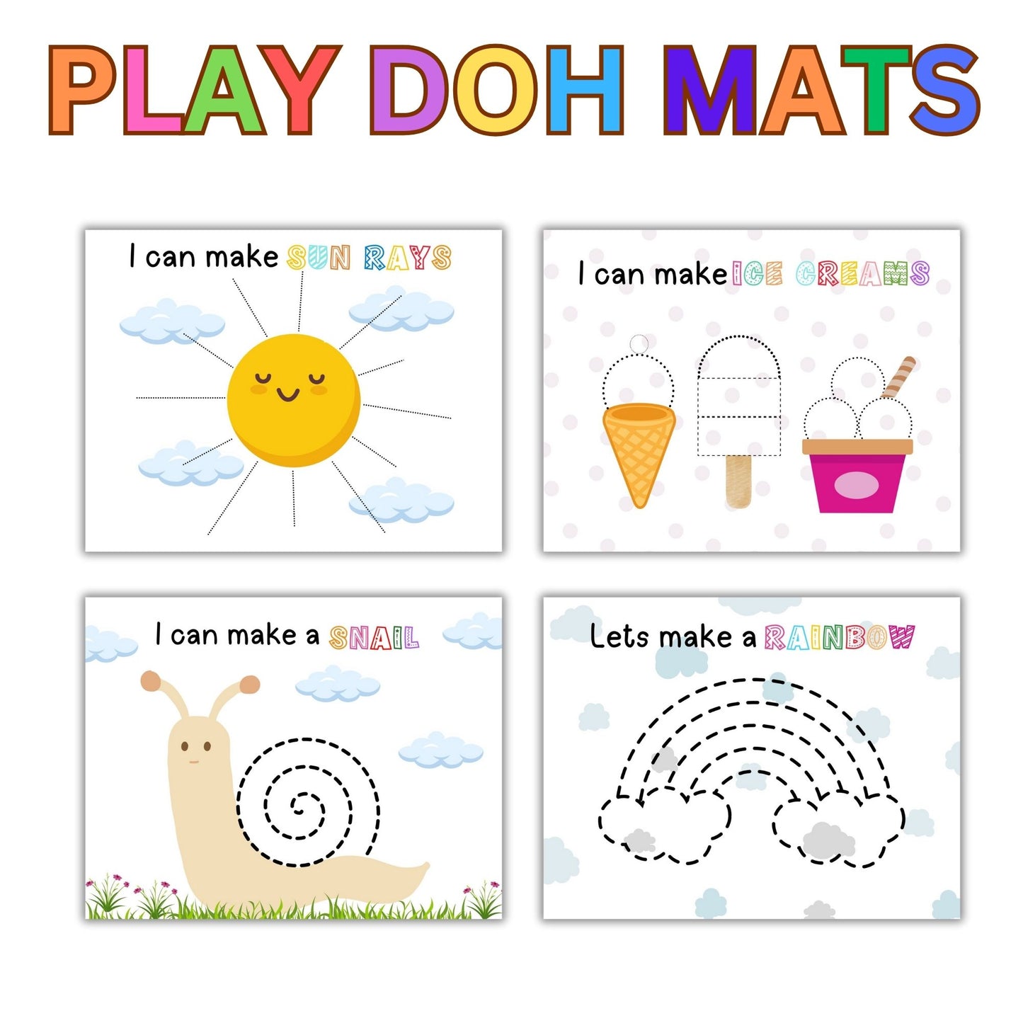 Play Dough Mats - Digital Download Play Doh Activity Montessori Learning Toddler Preschool Activity Homeschool Learning Play-Doh