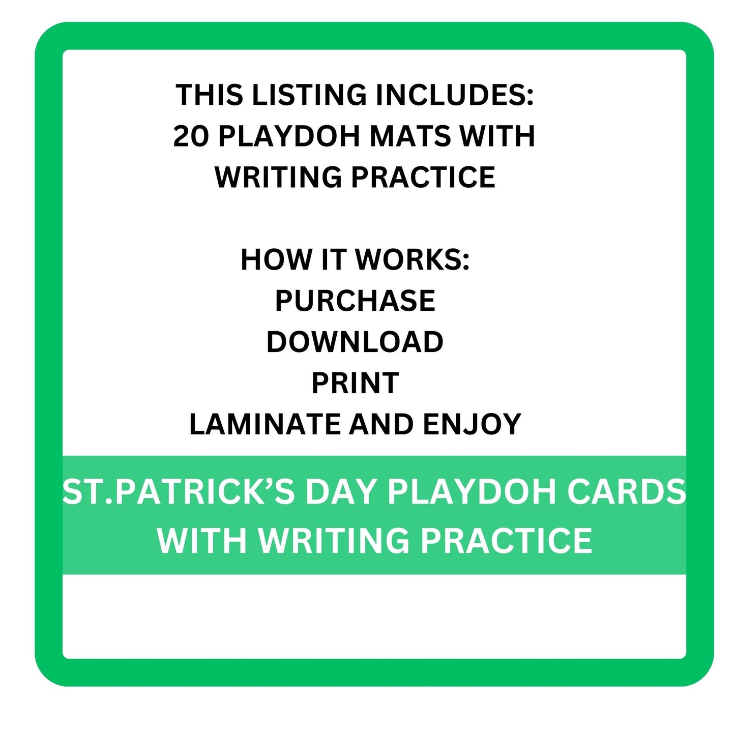St. Patrick's Day Playdough Mats – Printable Preschool Activities for Kids, Montessori Toddler Learning, Fine Motor Skills Development