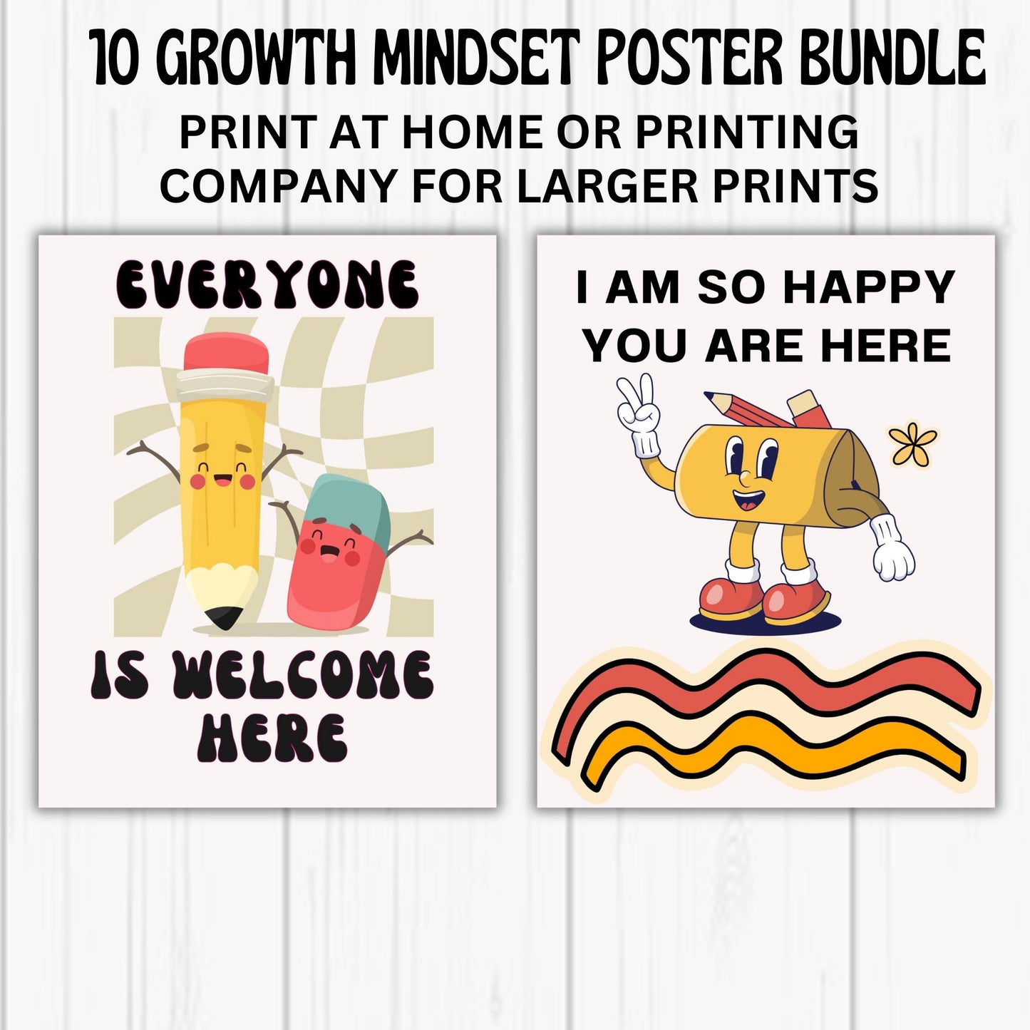 Retro Motivational Posters Groovy Classroom Decor Growth Mindset Motivational Posters Inspirational Posters Retro Affirmation Wall Art