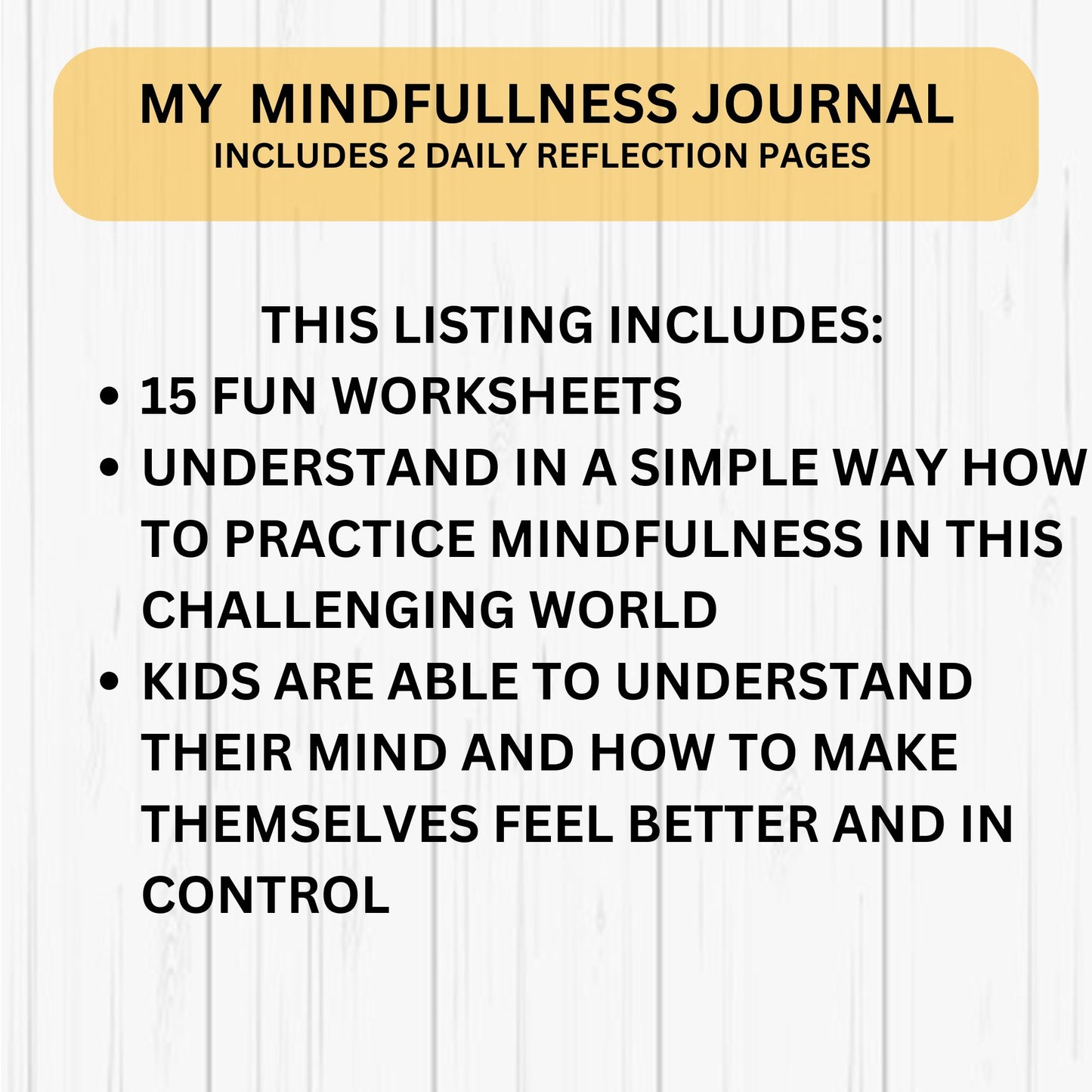 Kids Mindfulness Journal Pages Mental Health Mindfulness Workbook Self Esteem and Gratitude Positive Thinking Printable