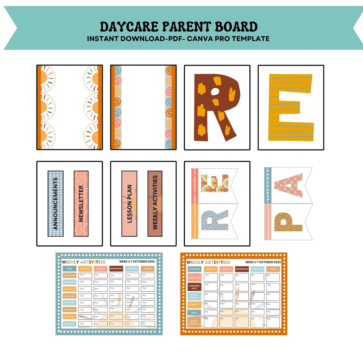Daycare Parent Board Childcare Bulletin Board Canva Editable Template Parent Info Board Organization Daycare Management Editable Forms