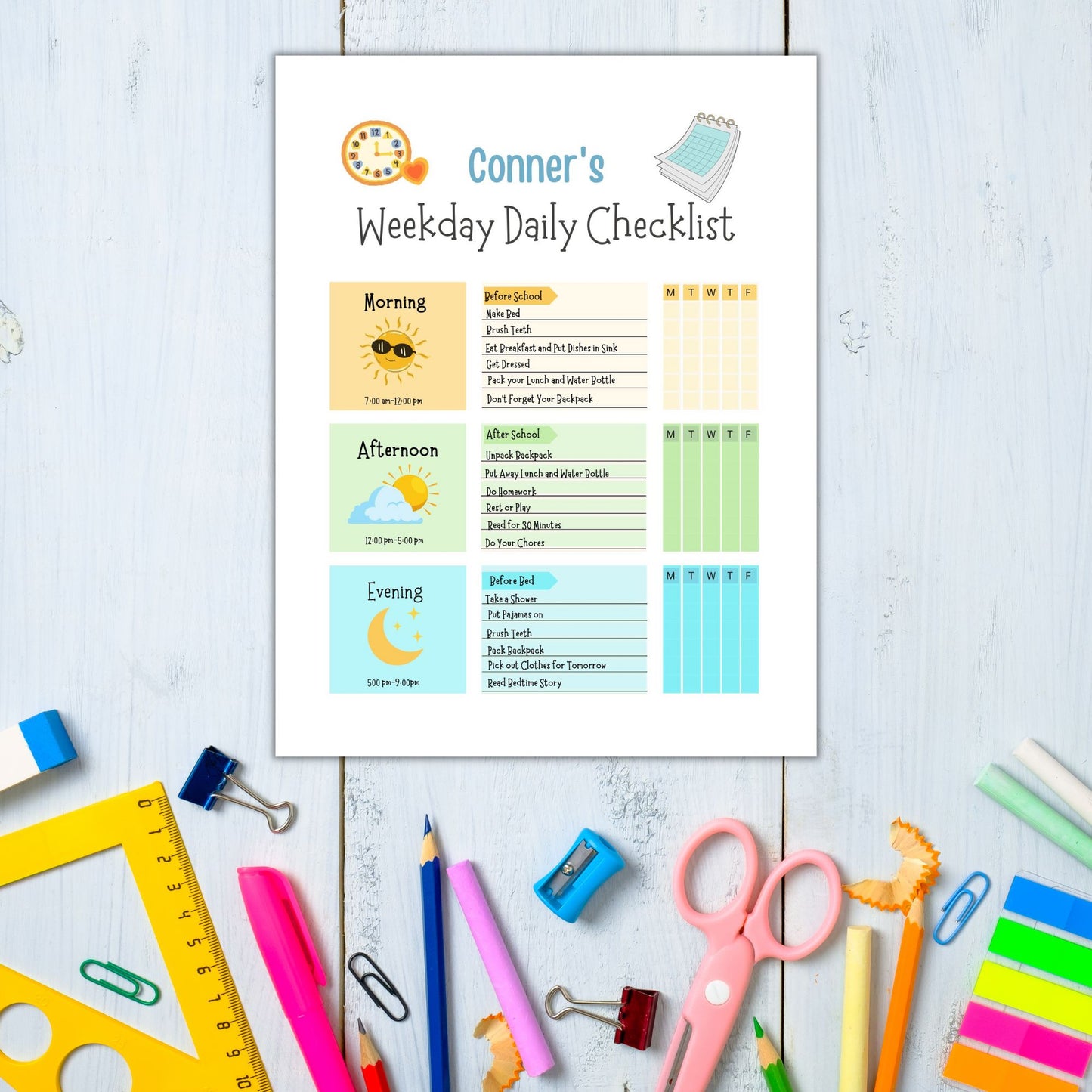 Editable Chore Chart for Multiple Kids Daily Checklist Template for Canva Responsibility and Daily Routine Kids Chore Checklist