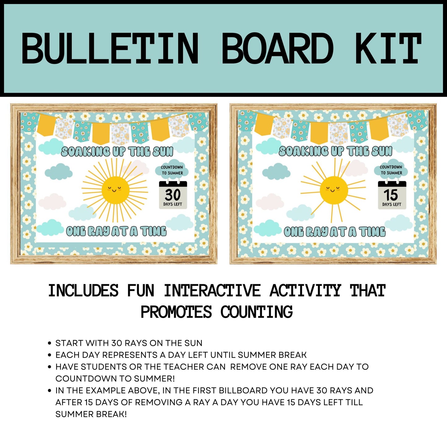 Summer Bulletin Board Kit | End of Year Countdown & Interactive Classroom Decor for Daycare and Schools