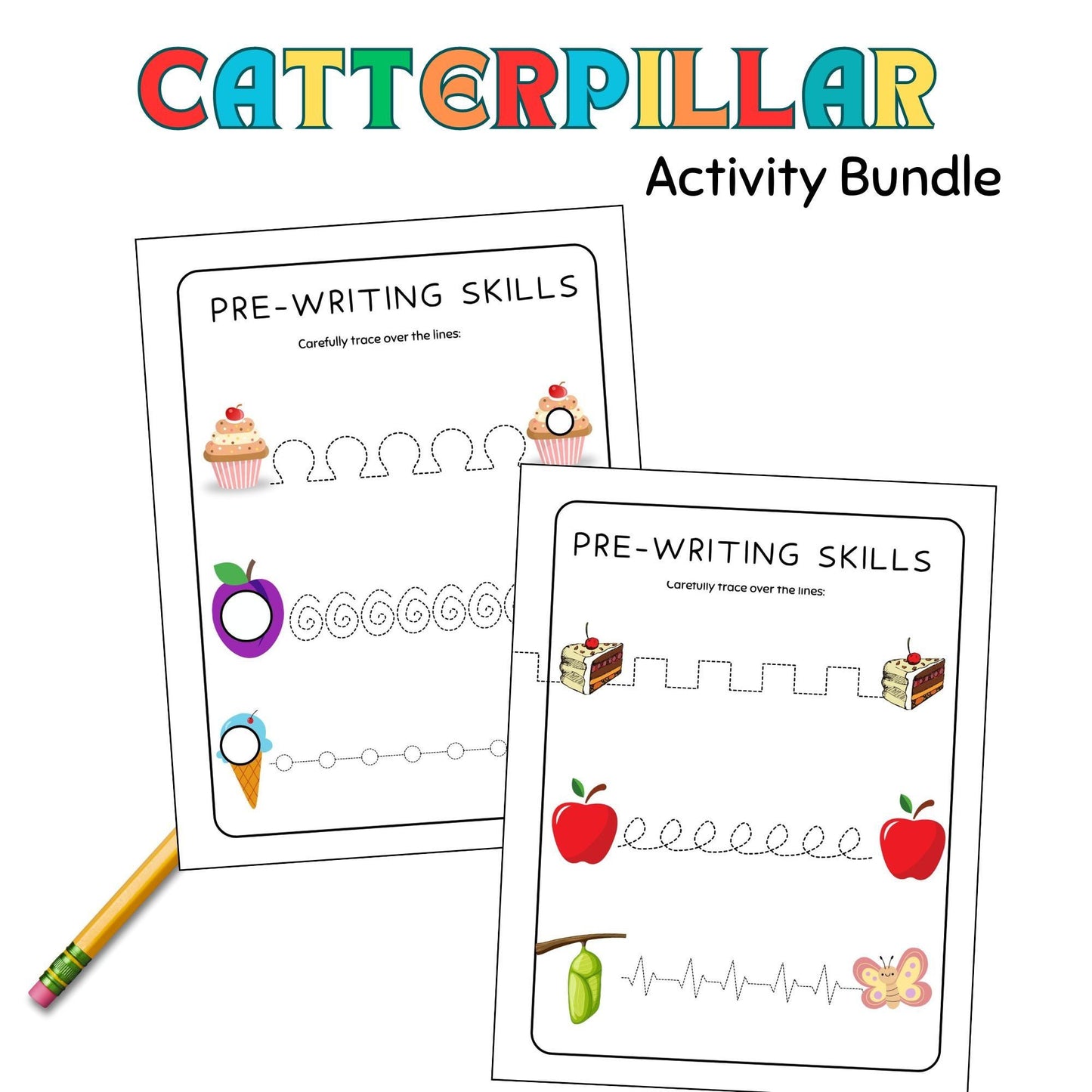 Caterpillar Theme Learning Pack for Preschool & Kindergarten | Printable Literacy & Math Activities | Very Hungry Caterpillar Worksheets