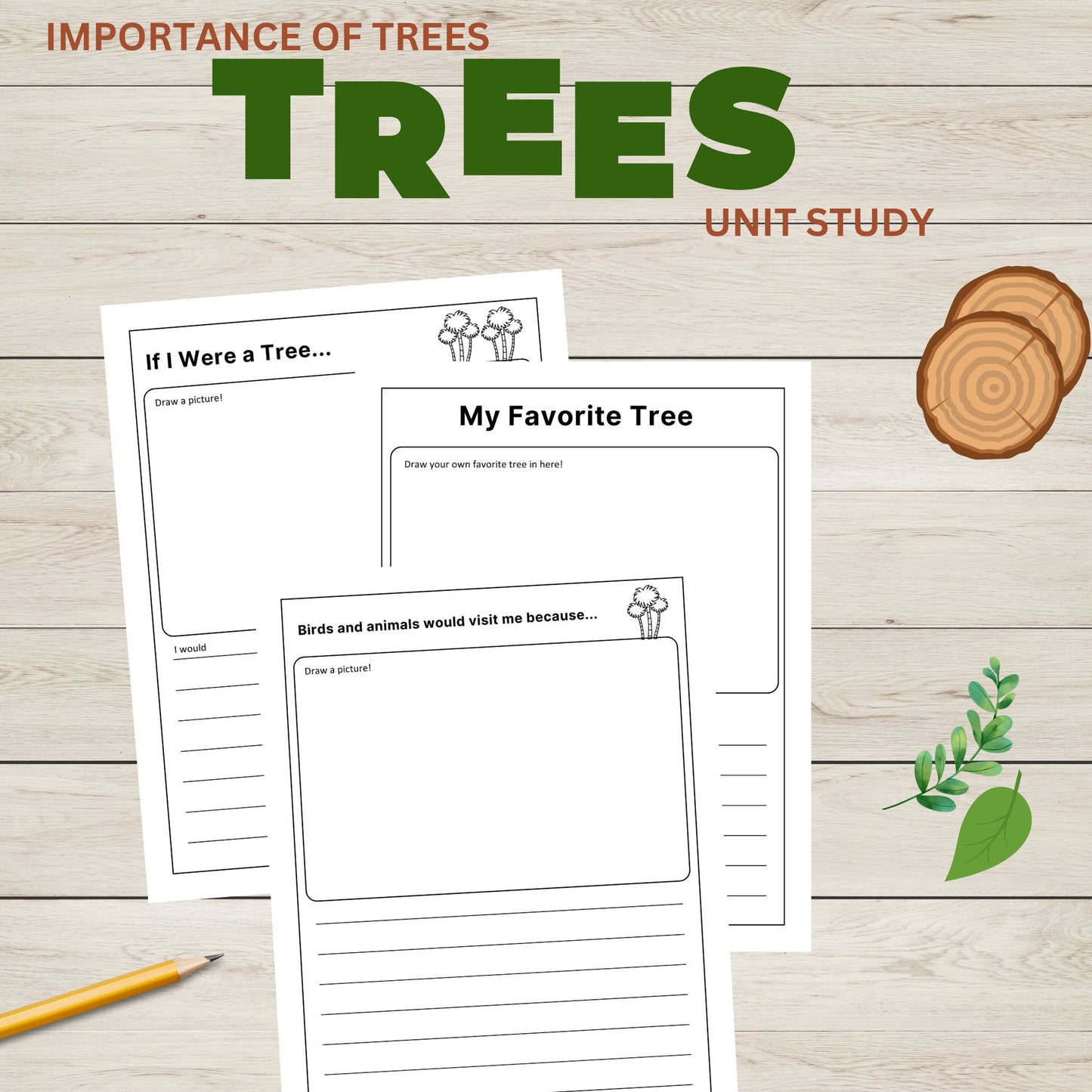Tree Unit Study for Kids | Printable Tree Life Cycle Worksheets, Writing Prompts and Nature Science Activities
