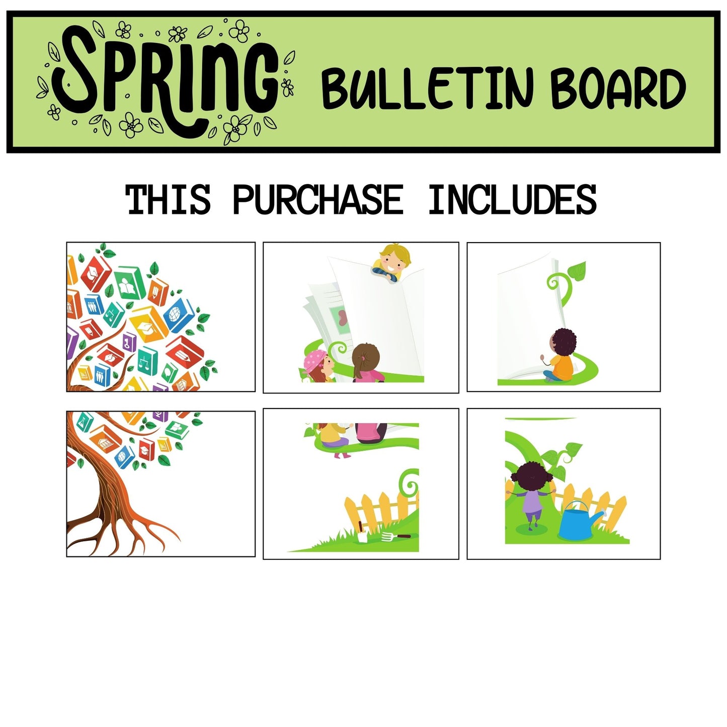 Spring Reading Bulletin Board | Books-Themed Classroom Decor | Spring Door Display & School Library Decor