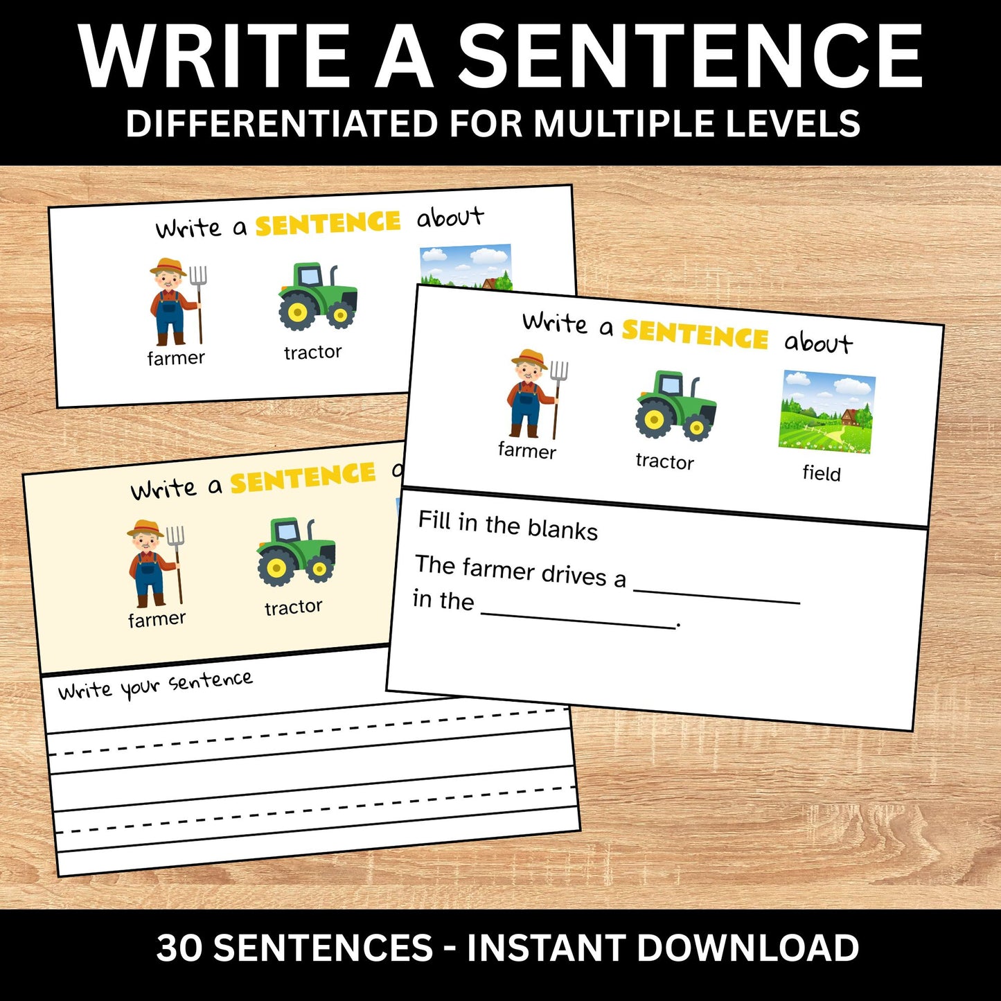 K–4 Writing Prompts Bundle | Sentence Building, Creative Writing, Picture Prompts, Color & Write, and Roll-a-Story Printable Activities