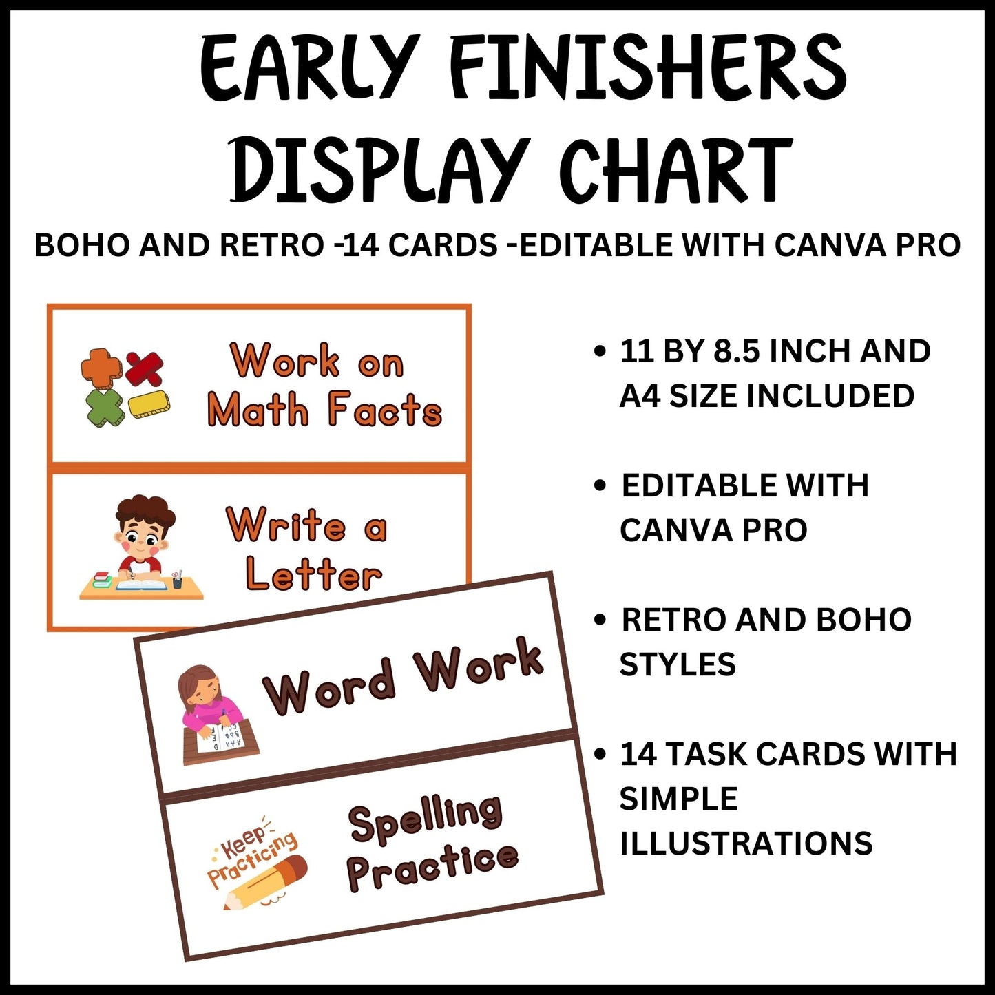 I’m Done Posters for Early Finishers | Boho & Retro Classroom Decor | Editable Canva Template